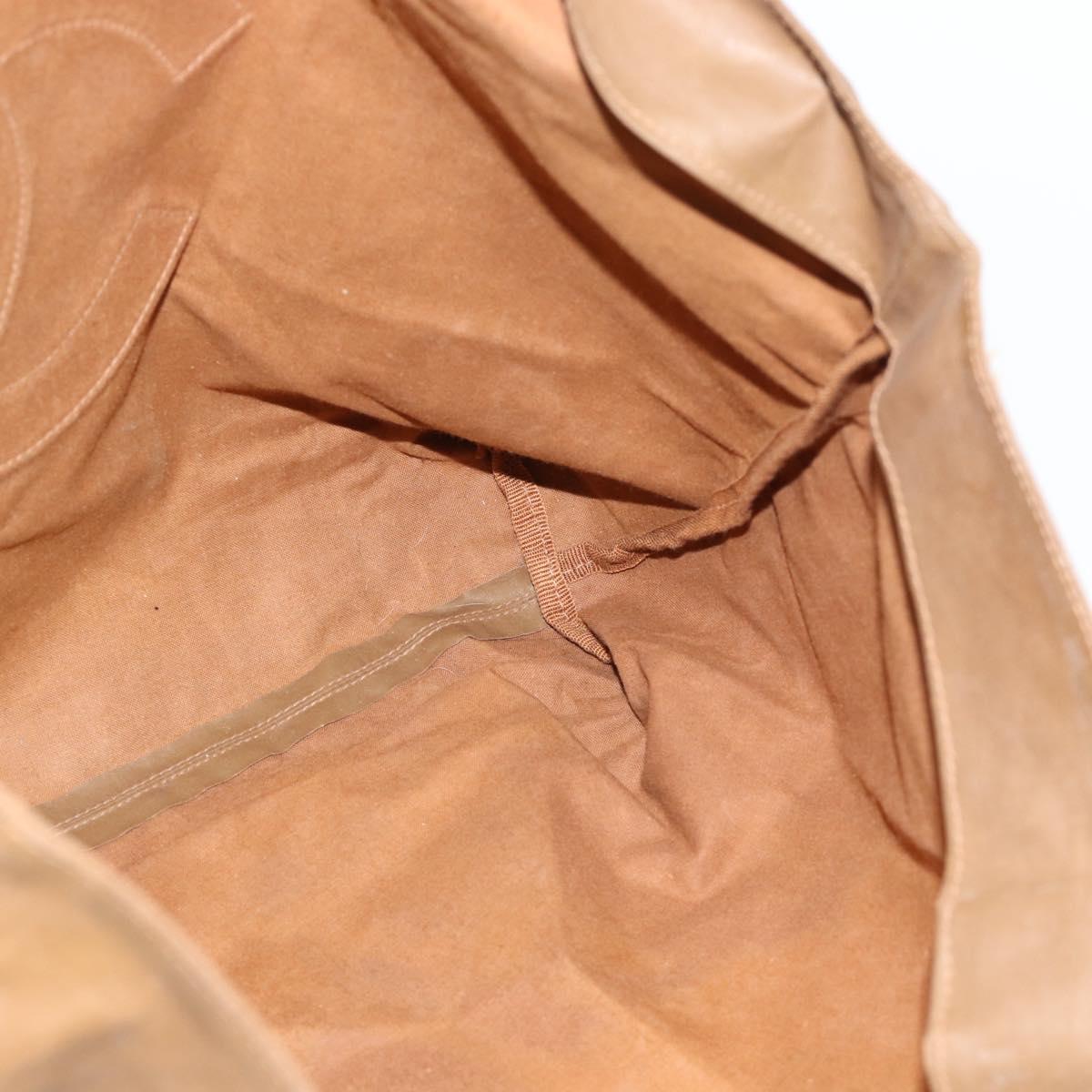 CHANEL Tote Bag Coated Canvas Brown CC Auth bs35205