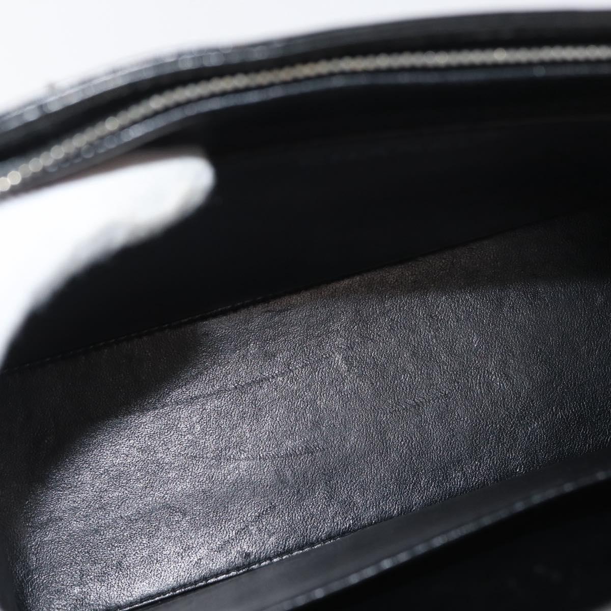 CHANEL Matelasse Chain Hand Bag Patent leather Black Silver CC Auth bs35206
