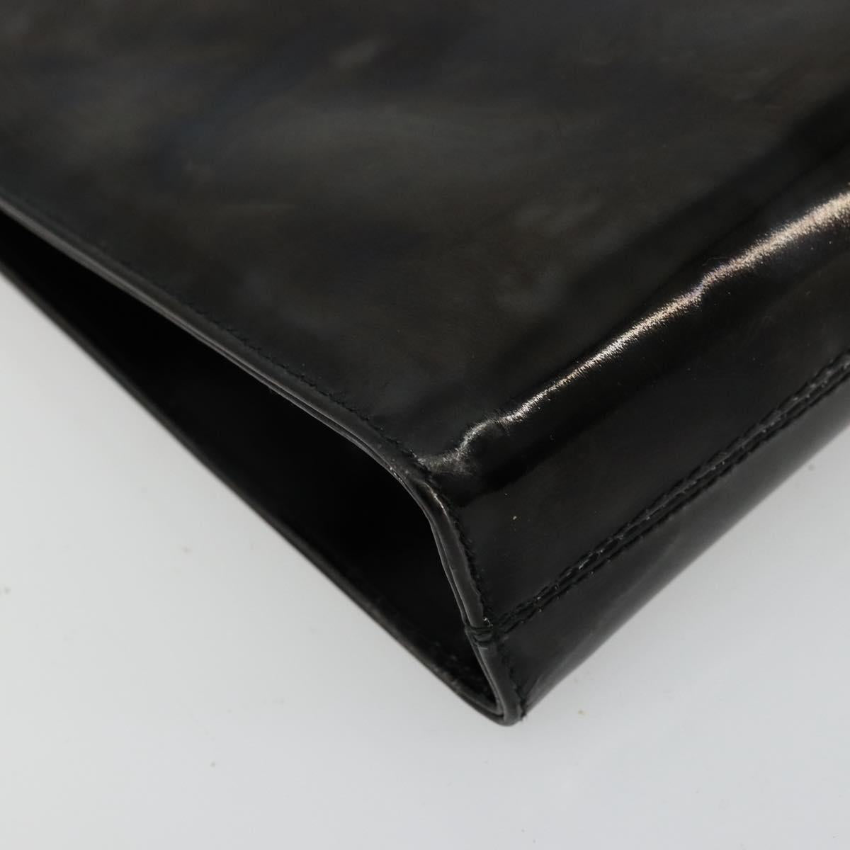 Salvatore Ferragamo Gancini Chain Bag Patent leather Black Gold Auth bs35209