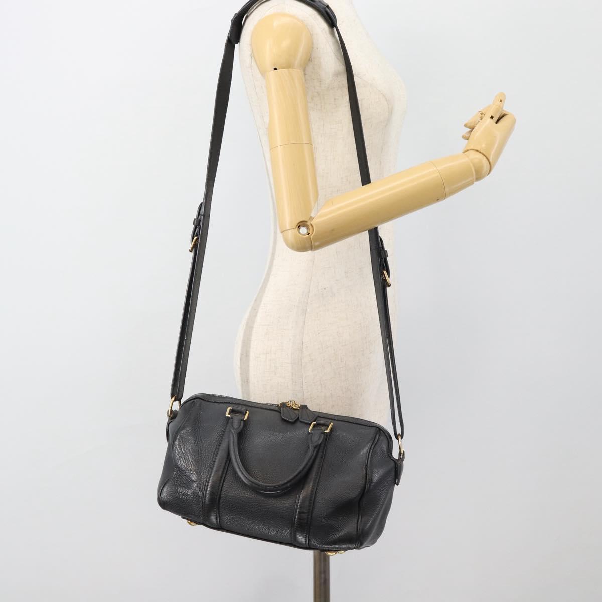 LOUIS VUITTON SC Bag PM Shoulder Bag Leather 2way Black M94694 LV Auth bs35210