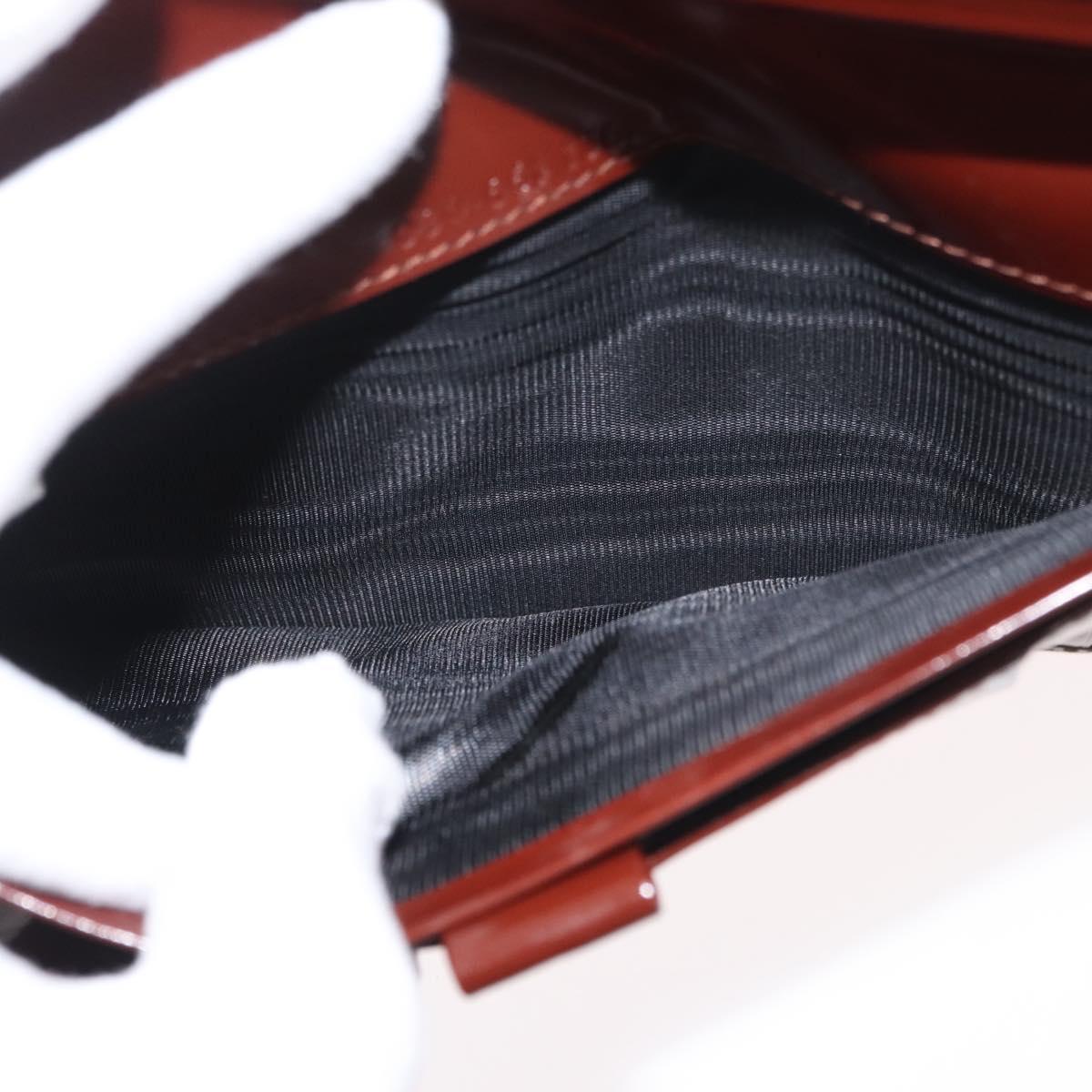 GUCCI Long Wallet Patent leather Brown Gold Auth bs35216