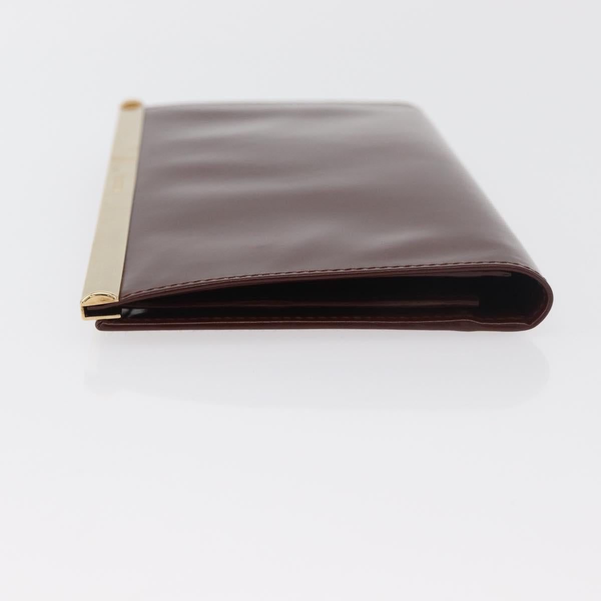 GUCCI Long Wallet Patent leather Brown Gold Auth bs35216