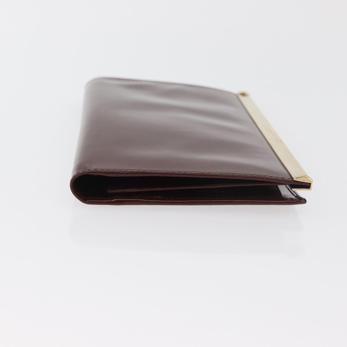 GUCCI Long Wallet Patent leather Brown Gold Auth bs35216