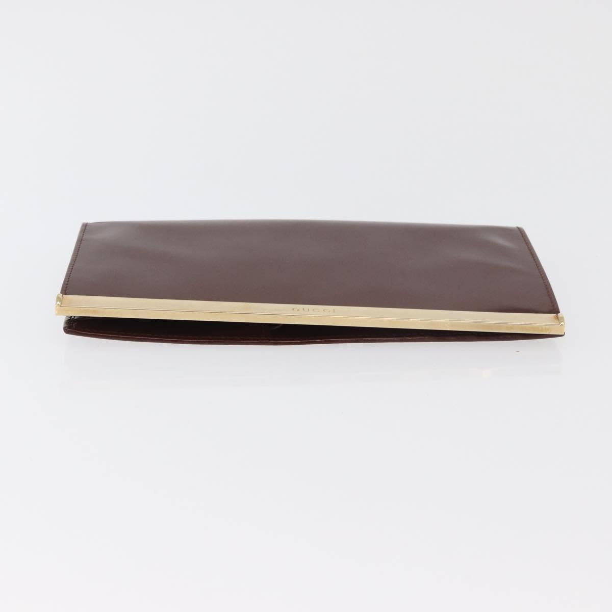 GUCCI Long Wallet Patent leather Brown Gold Auth bs35216