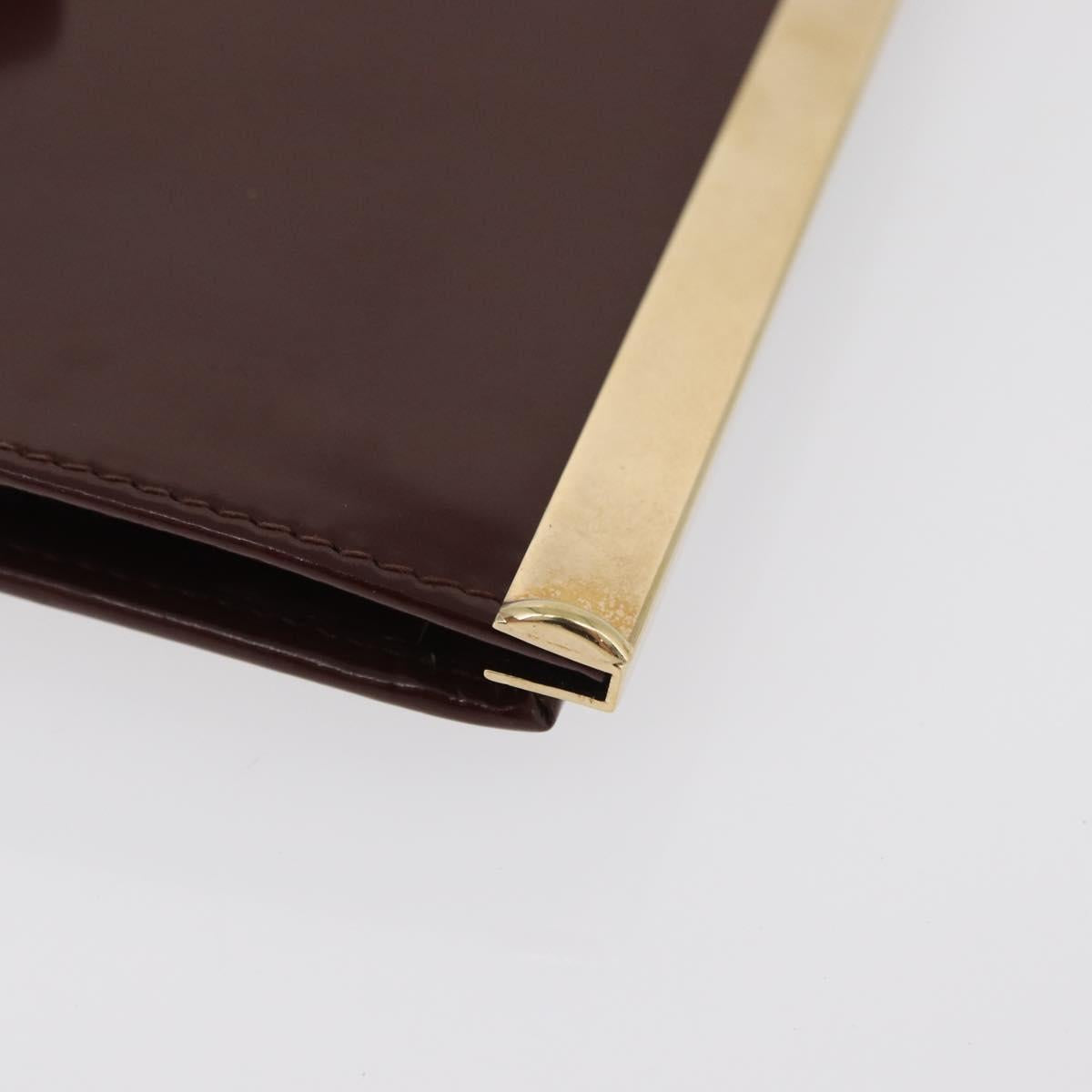 GUCCI Long Wallet Patent leather Brown Gold Auth bs35216