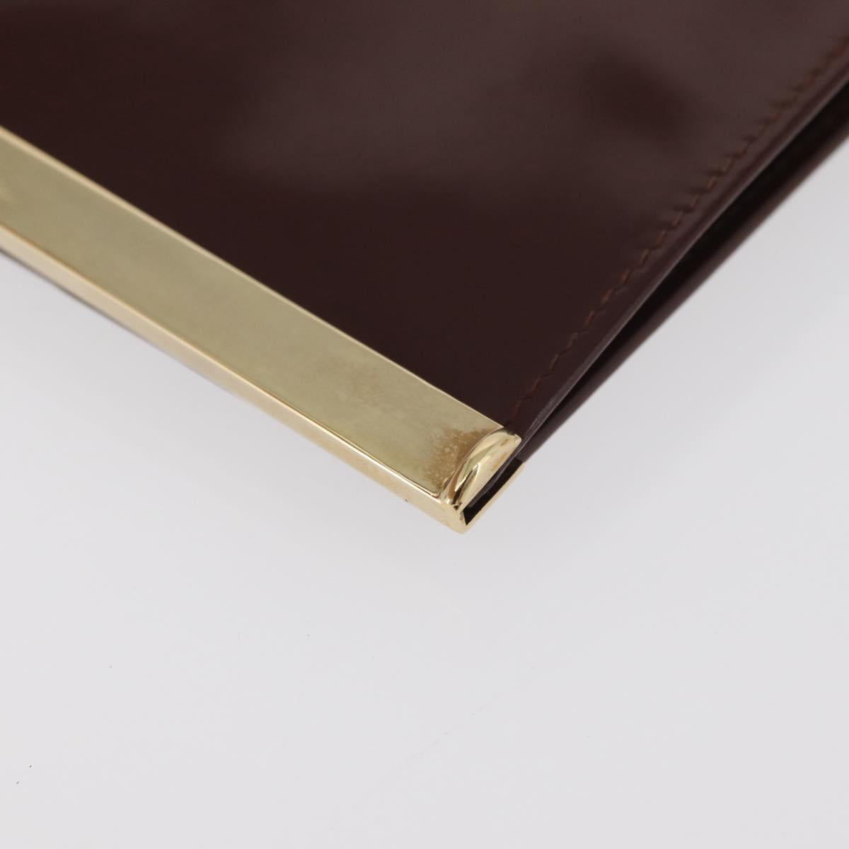 GUCCI Long Wallet Patent leather Brown Gold Auth bs35216
