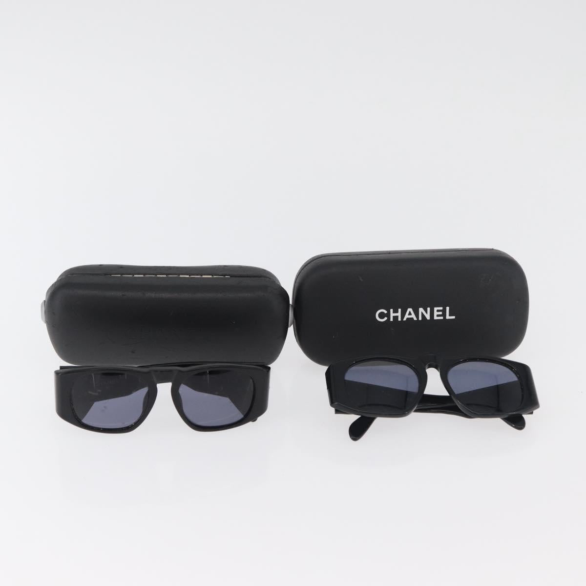CHANEL Sunglasses plastic 2 Set Black CC Auth bs35217