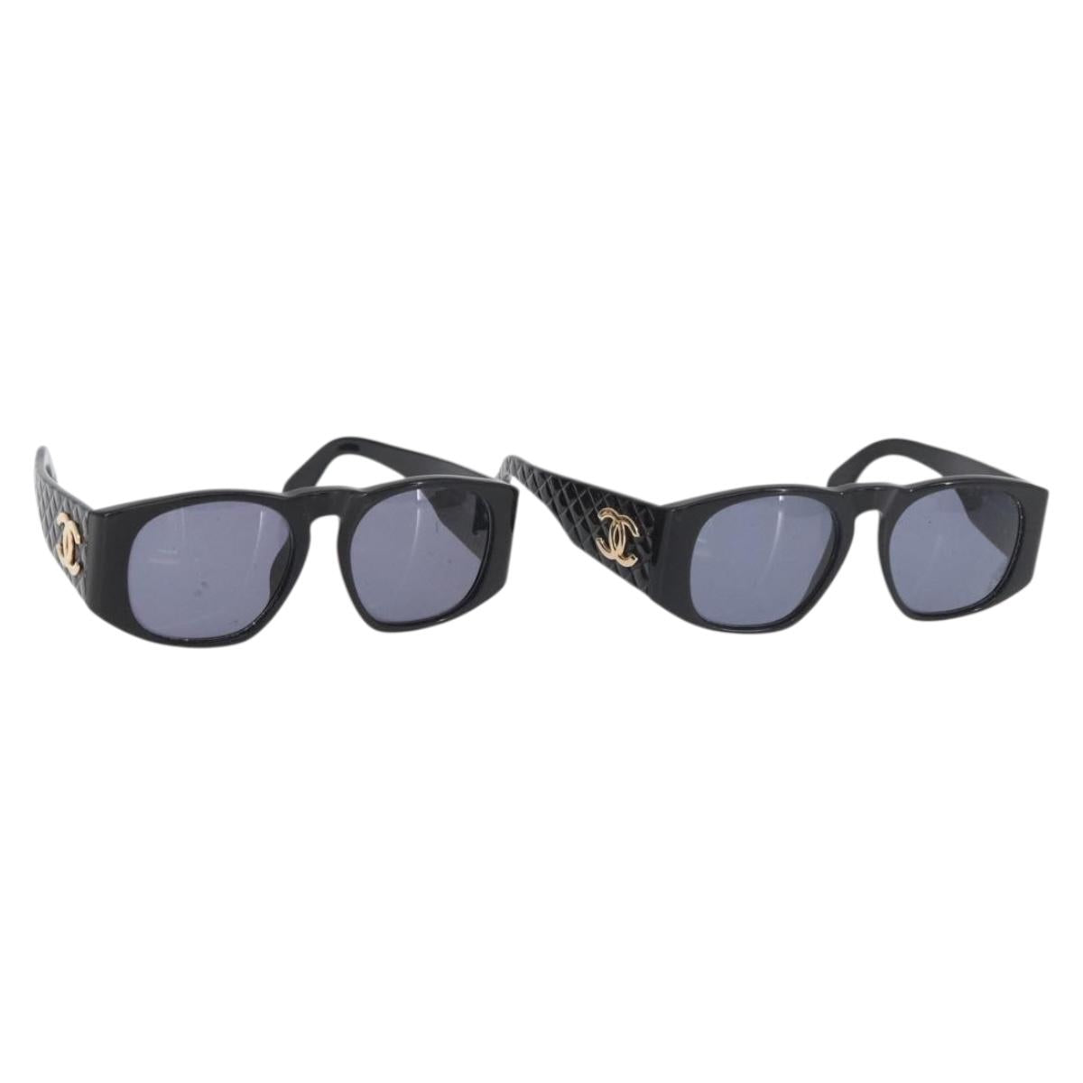 CHANEL Sunglasses plastic 2 Set Black CC Auth bs35217