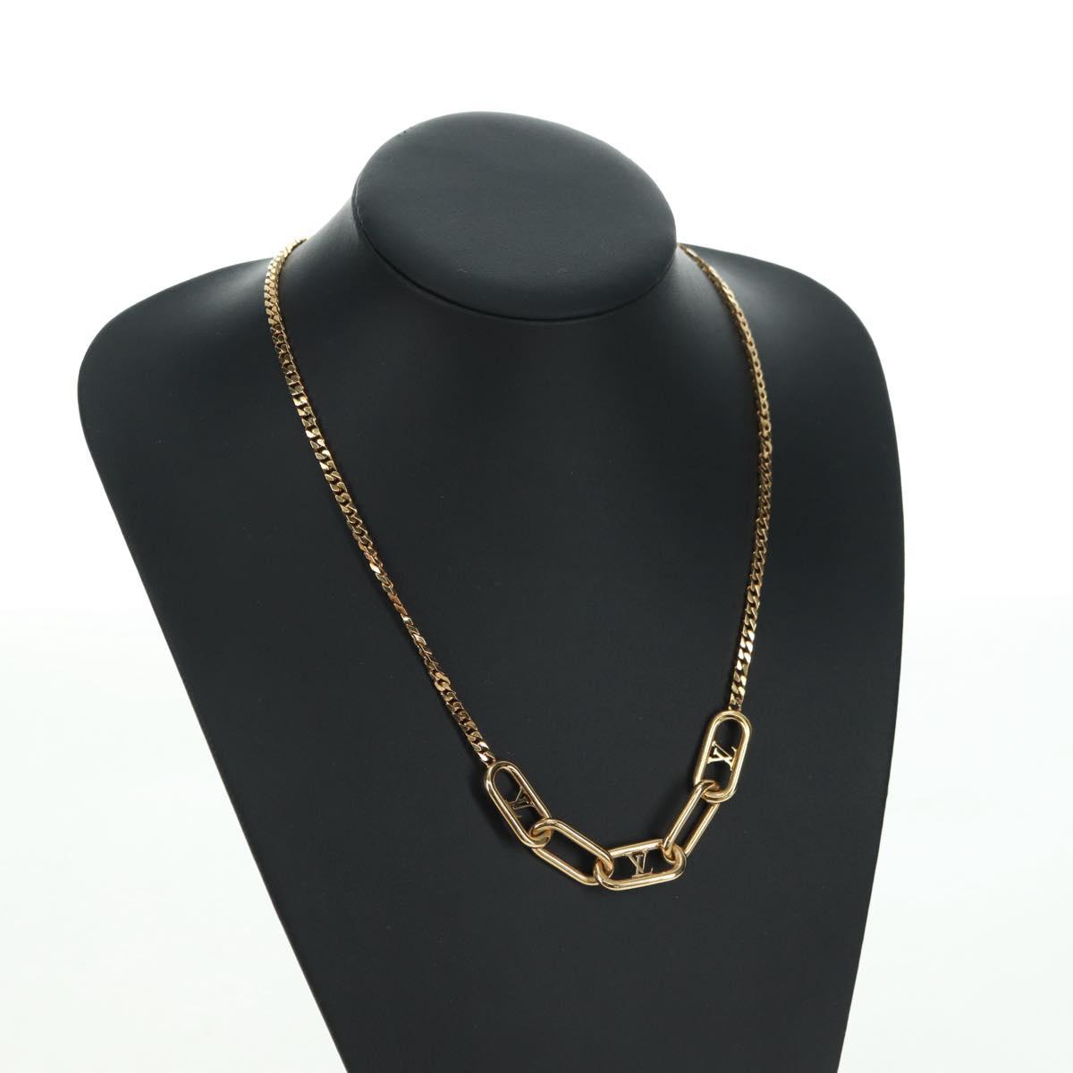 LOUIS VUITTON Chain Collier Signature Necklace metal Gold M00324 Auth bs35219M