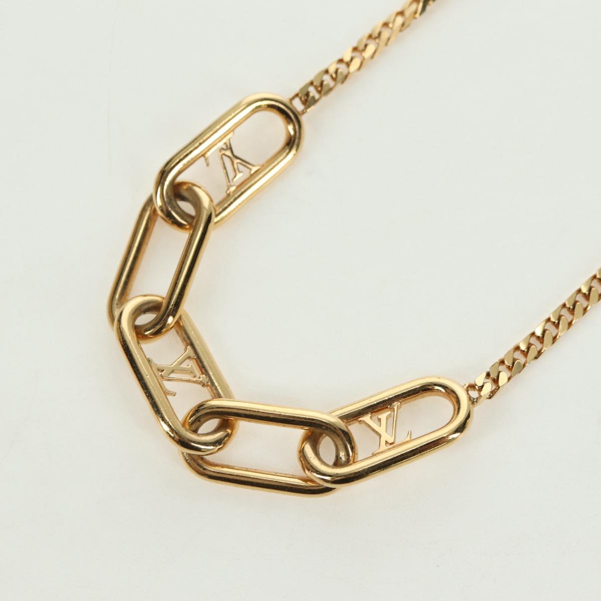 LOUIS VUITTON Chain Collier Signature Necklace metal Gold M00324 Auth bs35219M