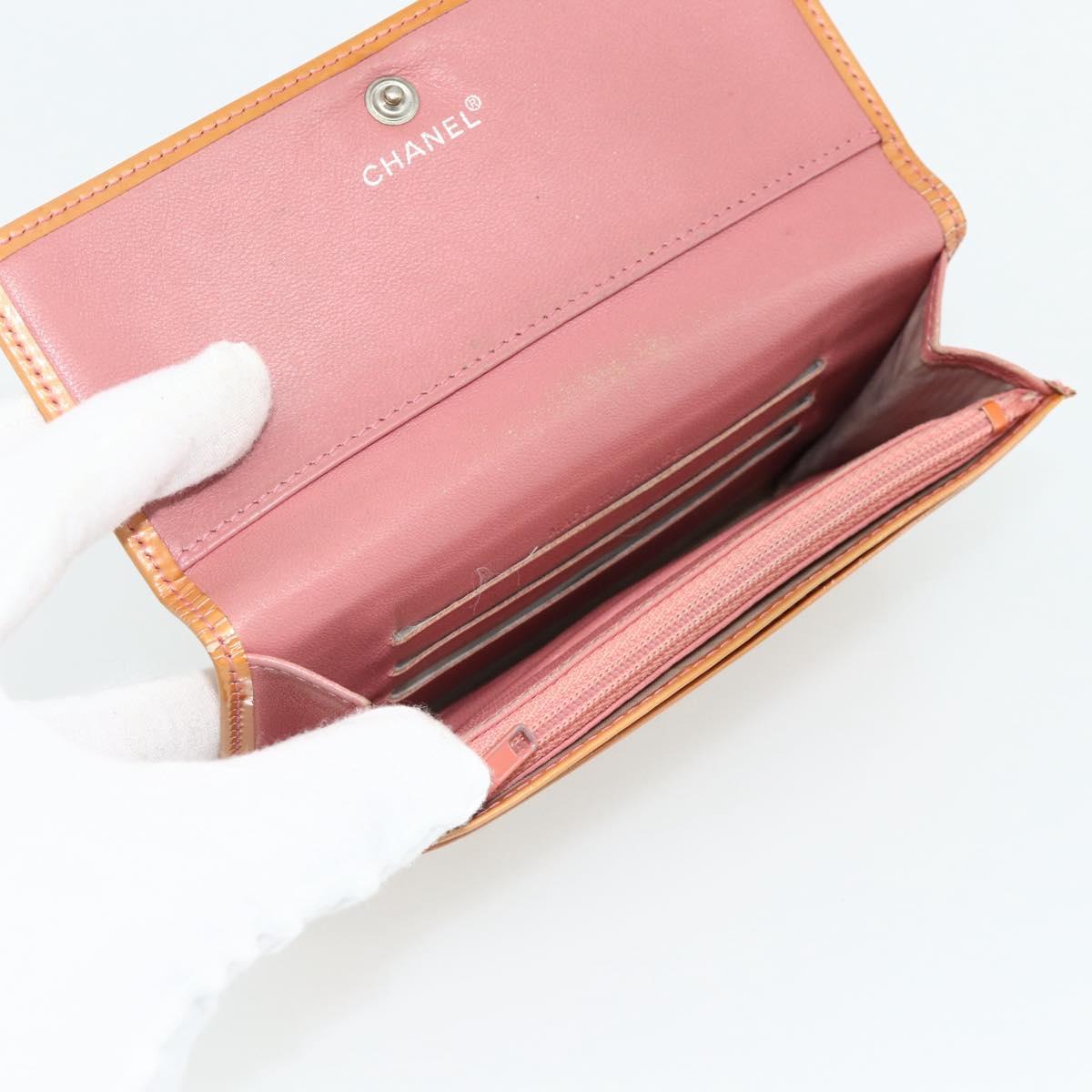 CHANEL Wallet Leather 4 Set Orange Pink black CC Auth bs35220