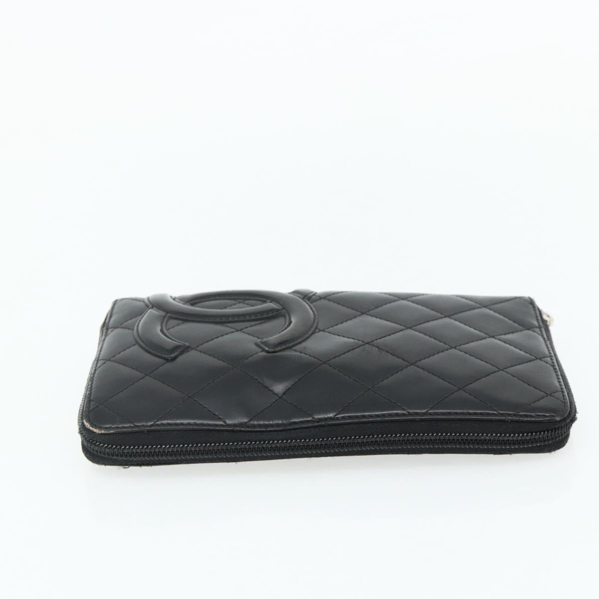 CHANEL Wallet Leather 4 Set Orange Pink black CC Auth bs35220
