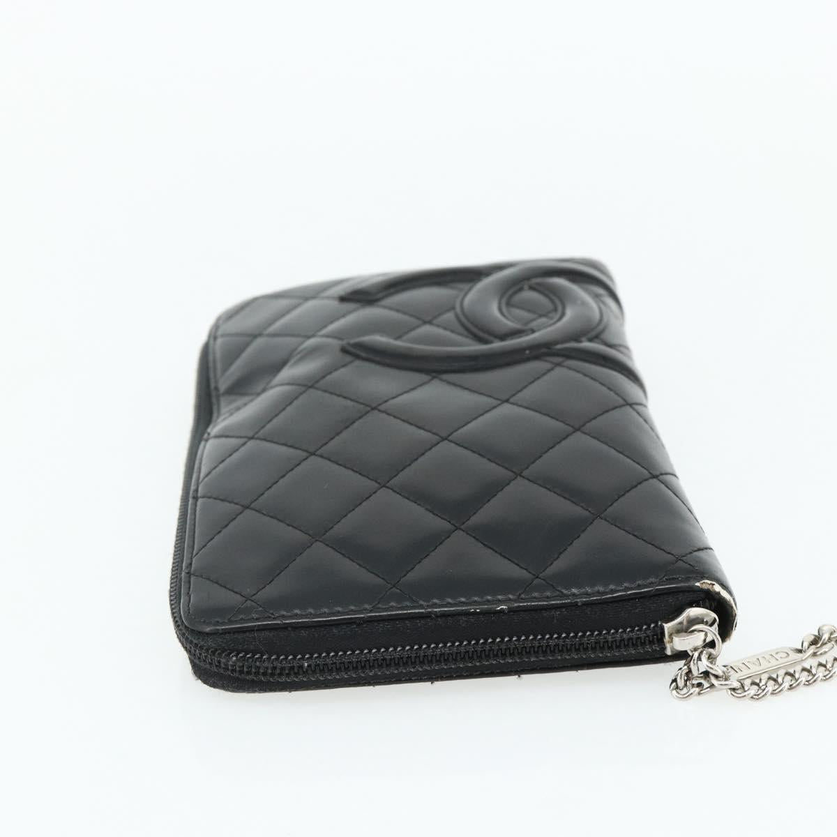 CHANEL Wallet Leather 4 Set Orange Pink black CC Auth bs35220