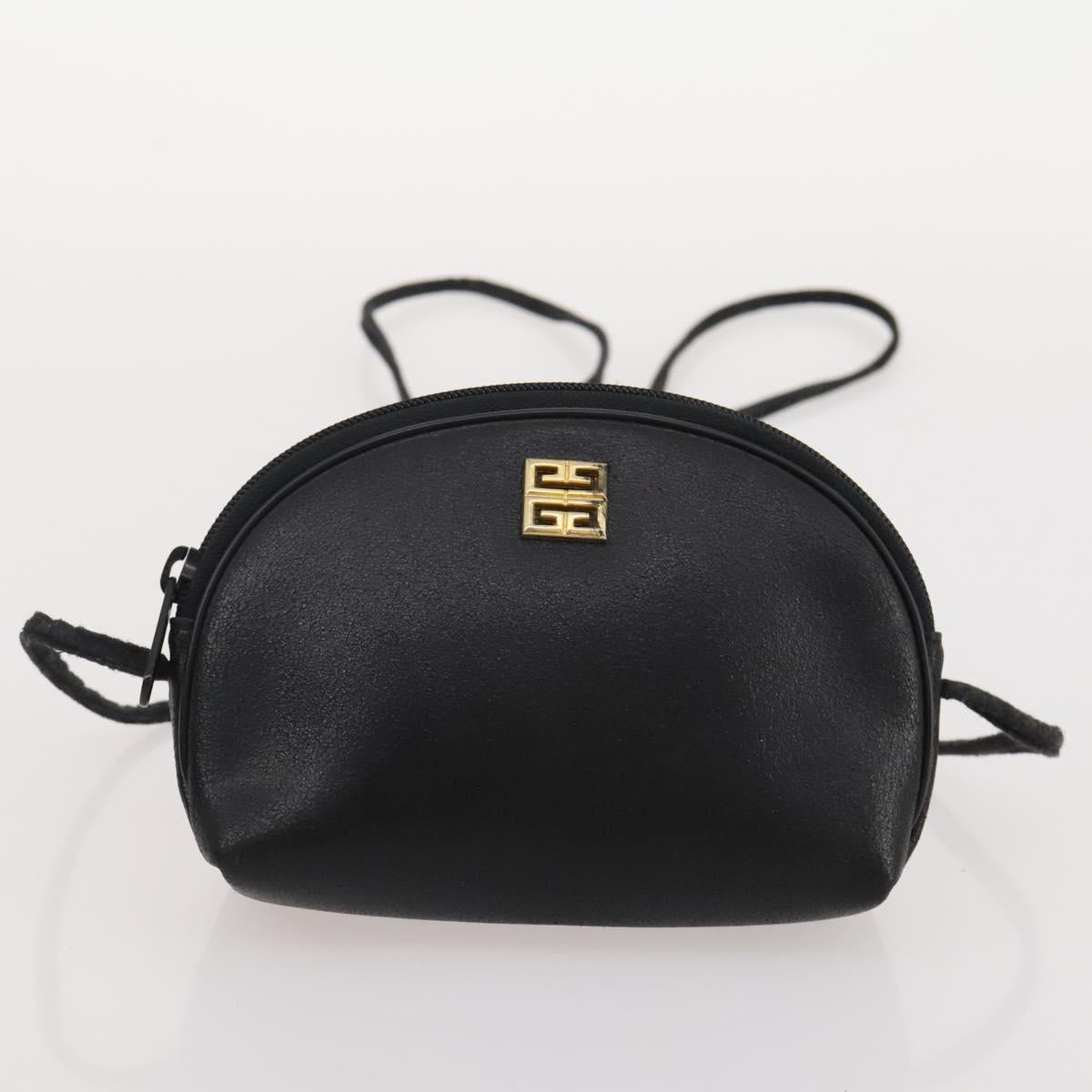 GIVENCHY Barry Shoulder Bag Leather 4 Set Black Gold Silver Auth bs35228