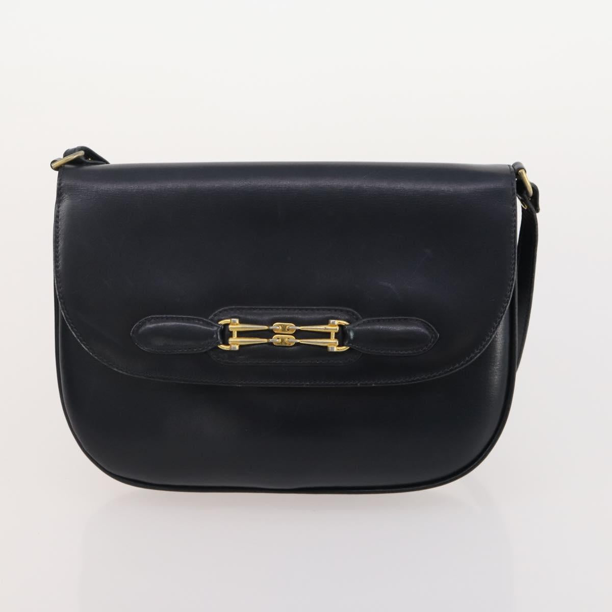 GIVENCHY Barry Shoulder Bag Leather 4 Set Black Gold Silver Auth bs35228