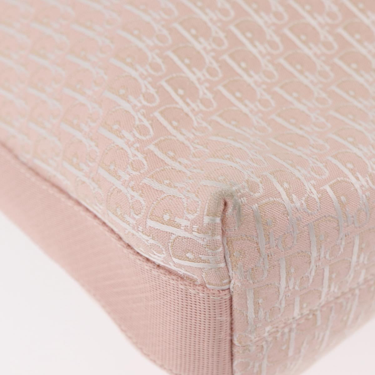 Christian Dior Trotter Canvas Shoulder Bag Pink Silver Auth bs35231