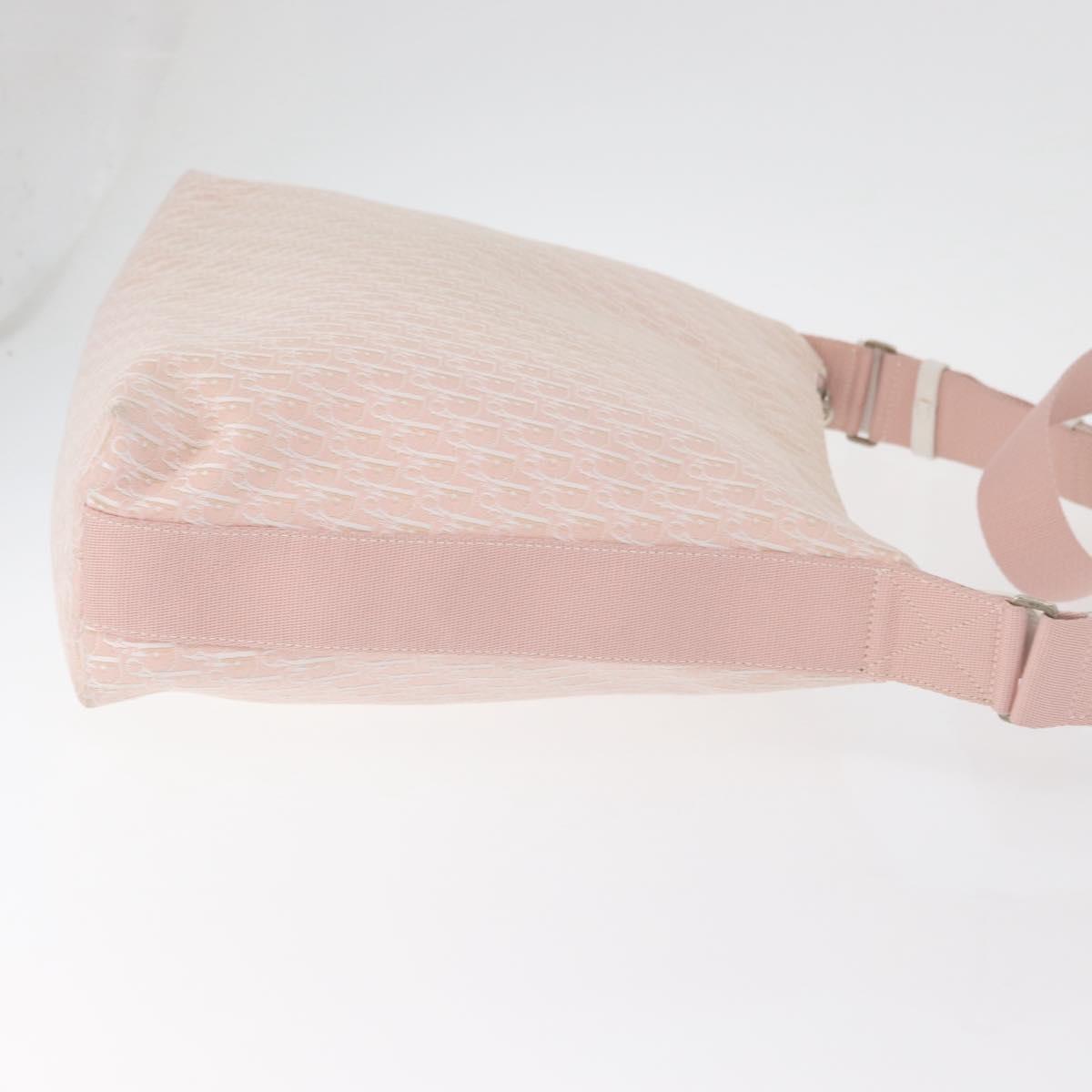 Christian Dior Trotter Canvas Shoulder Bag Pink Silver Auth bs35231
