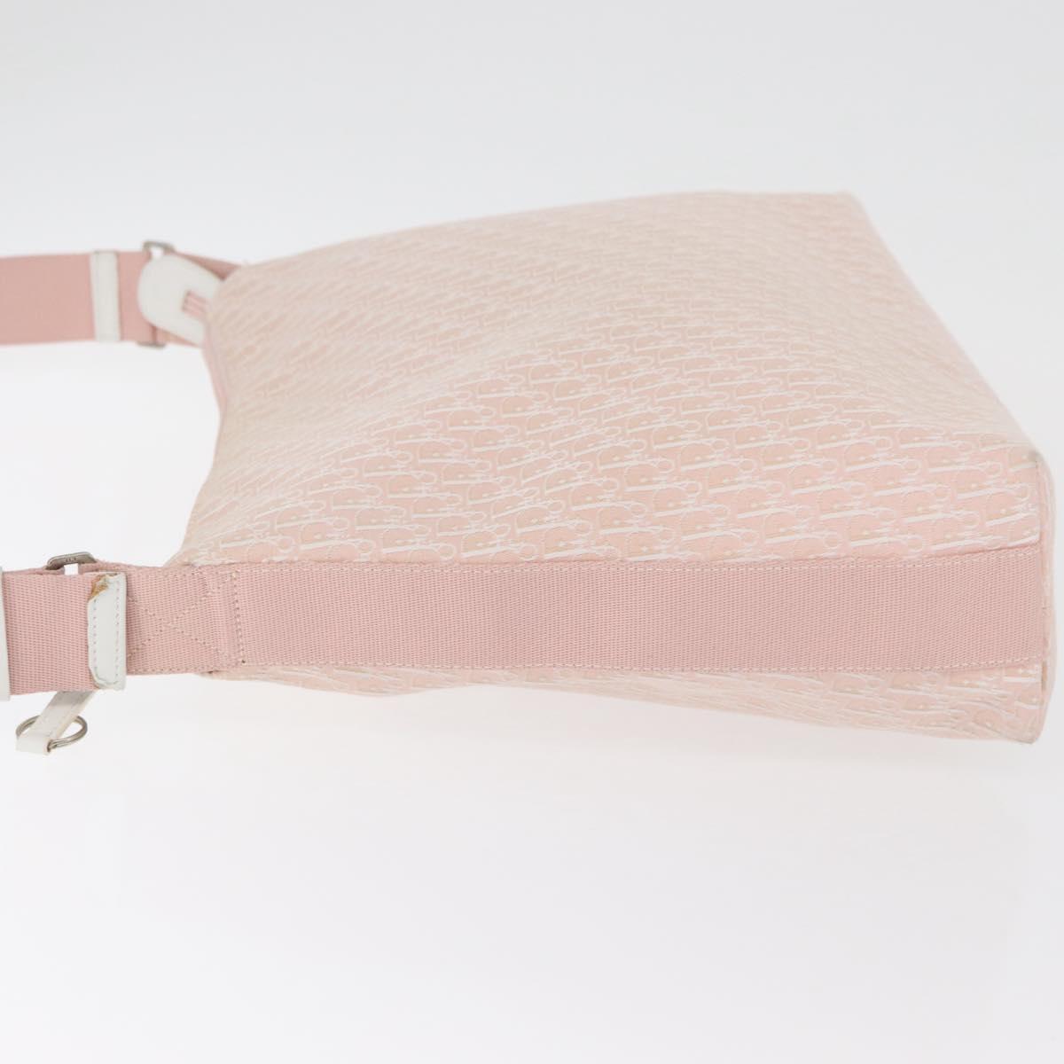 Christian Dior Trotter Canvas Shoulder Bag Pink Silver Auth bs35231
