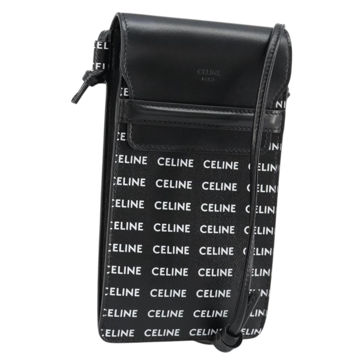 CELINE Shoulder Bag PVC Leather Black Auth bs35232A
