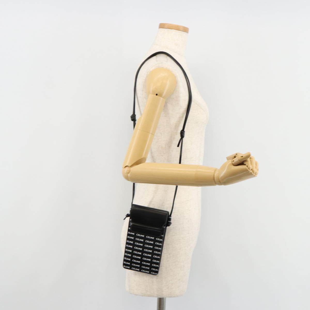 CELINE Shoulder Bag PVC Leather Black Auth bs35232A