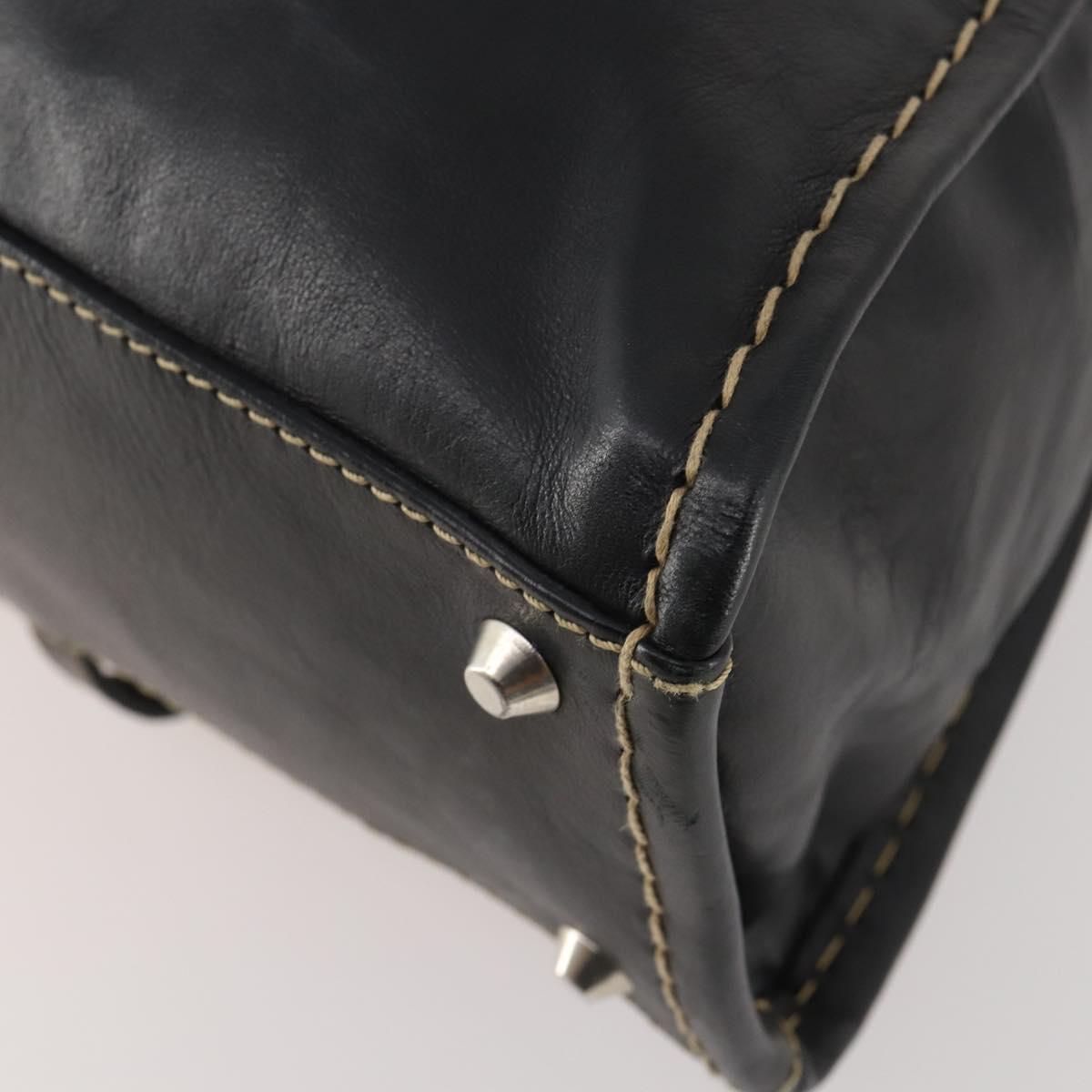 Chloe Eddithbu Hand Bag Leather 2way Black Silver Auth bs35234A