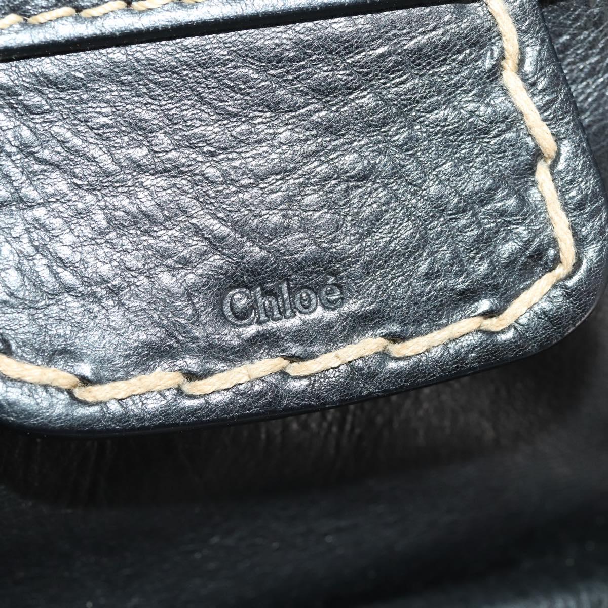 Chloe Eddithbu Hand Bag Leather 2way Black Silver Auth bs35234A