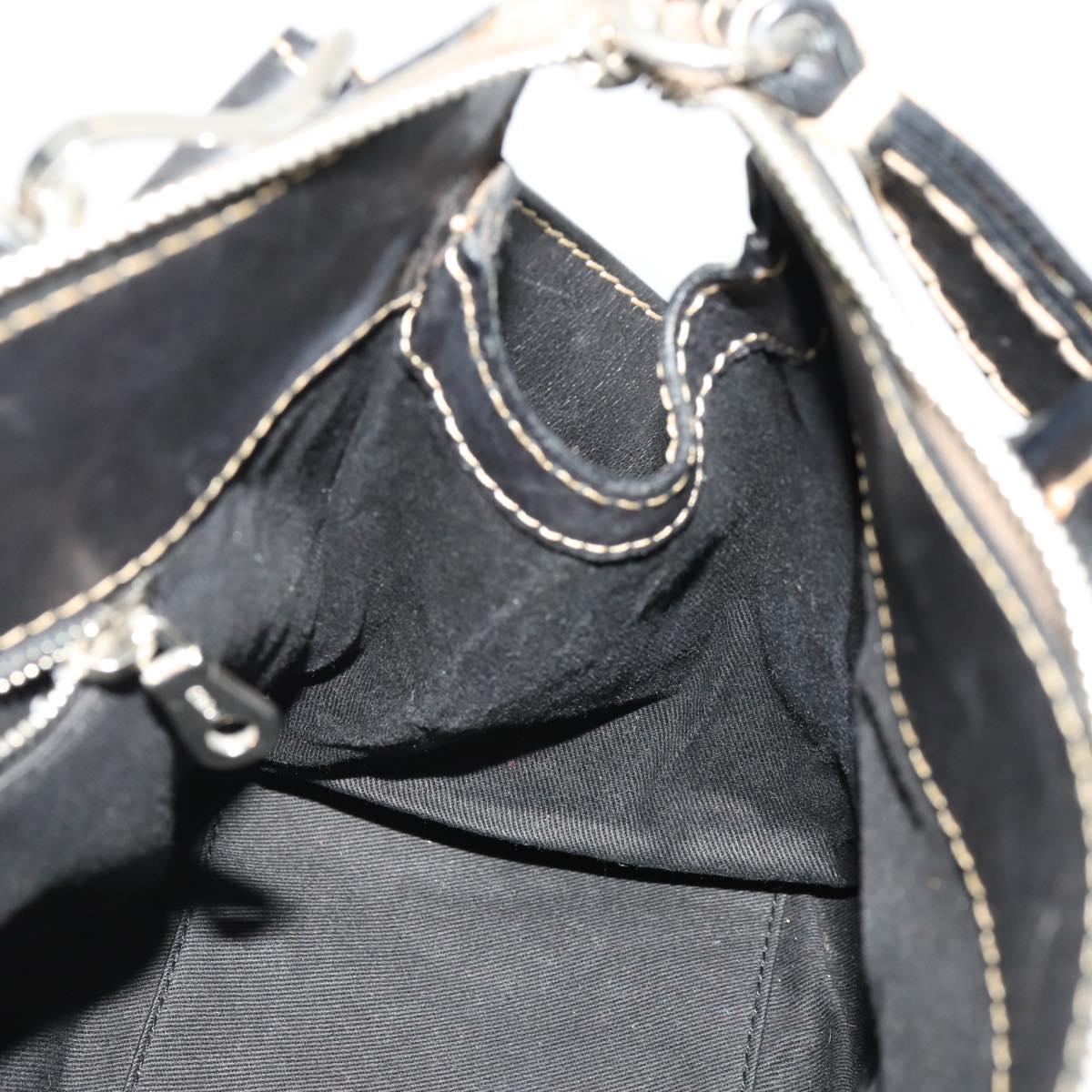 Chloe Eddithbu Hand Bag Leather 2way Black Silver Auth bs35234A