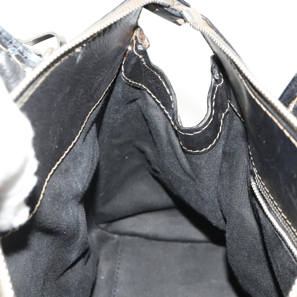 Chloe Eddithbu Hand Bag Leather 2way Black Silver Auth bs35234A