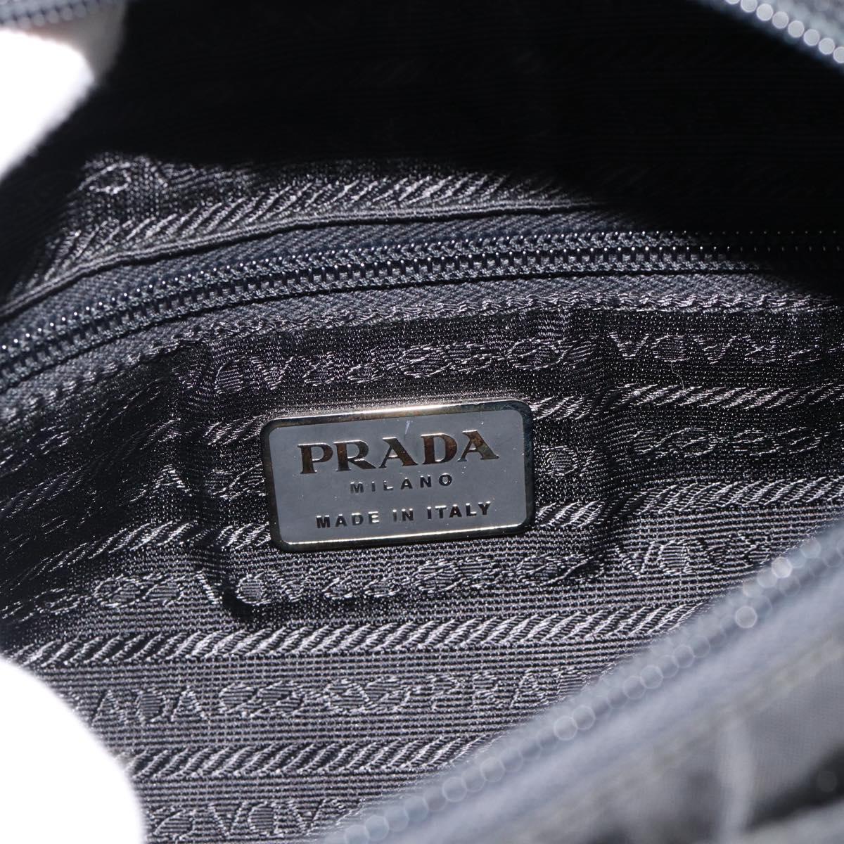 PRADA Chain Shoulder Bag Nylon Brown Silver Auth bs35235A