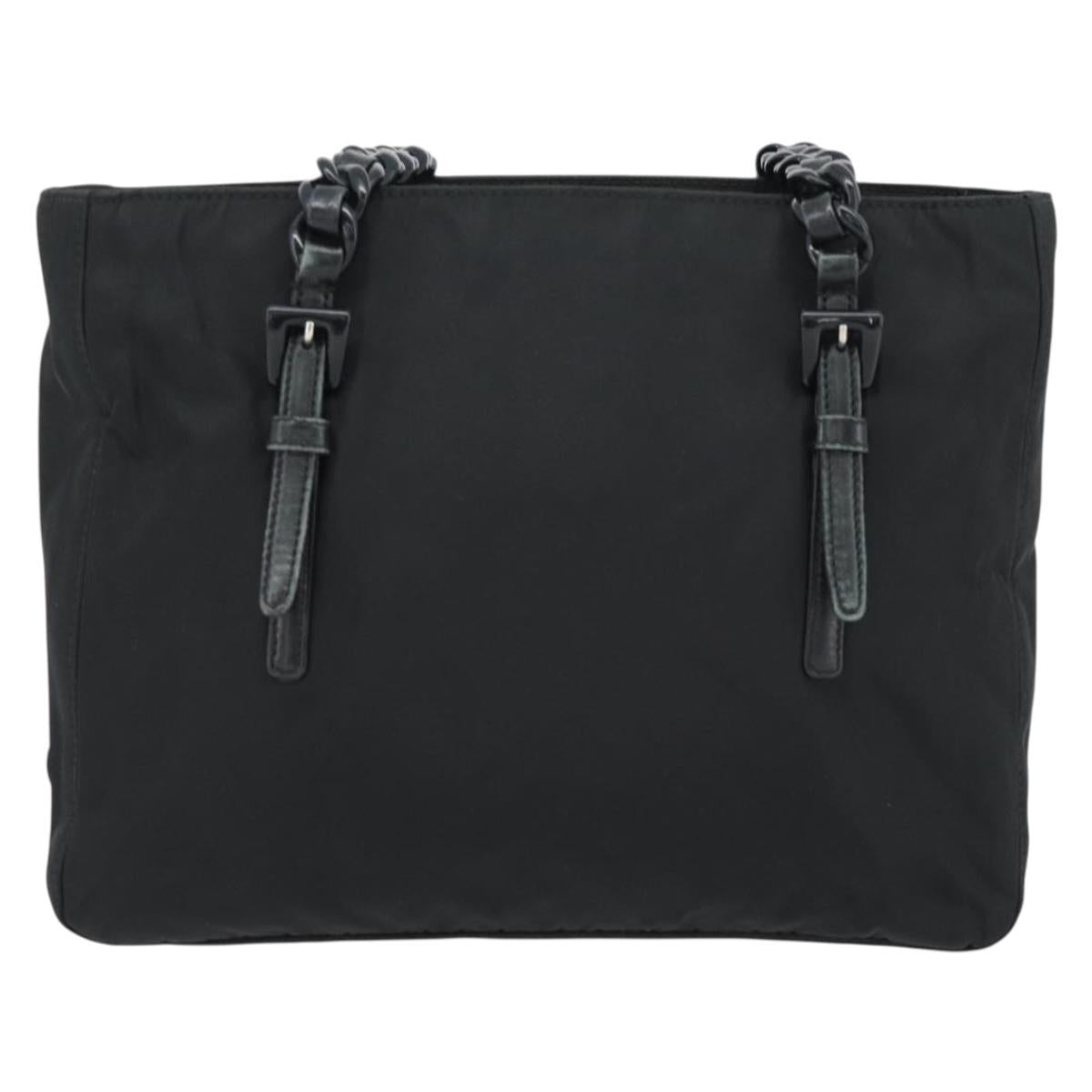 PRADA Chain Shoulder Bag Nylon Brown Silver Auth bs35235A