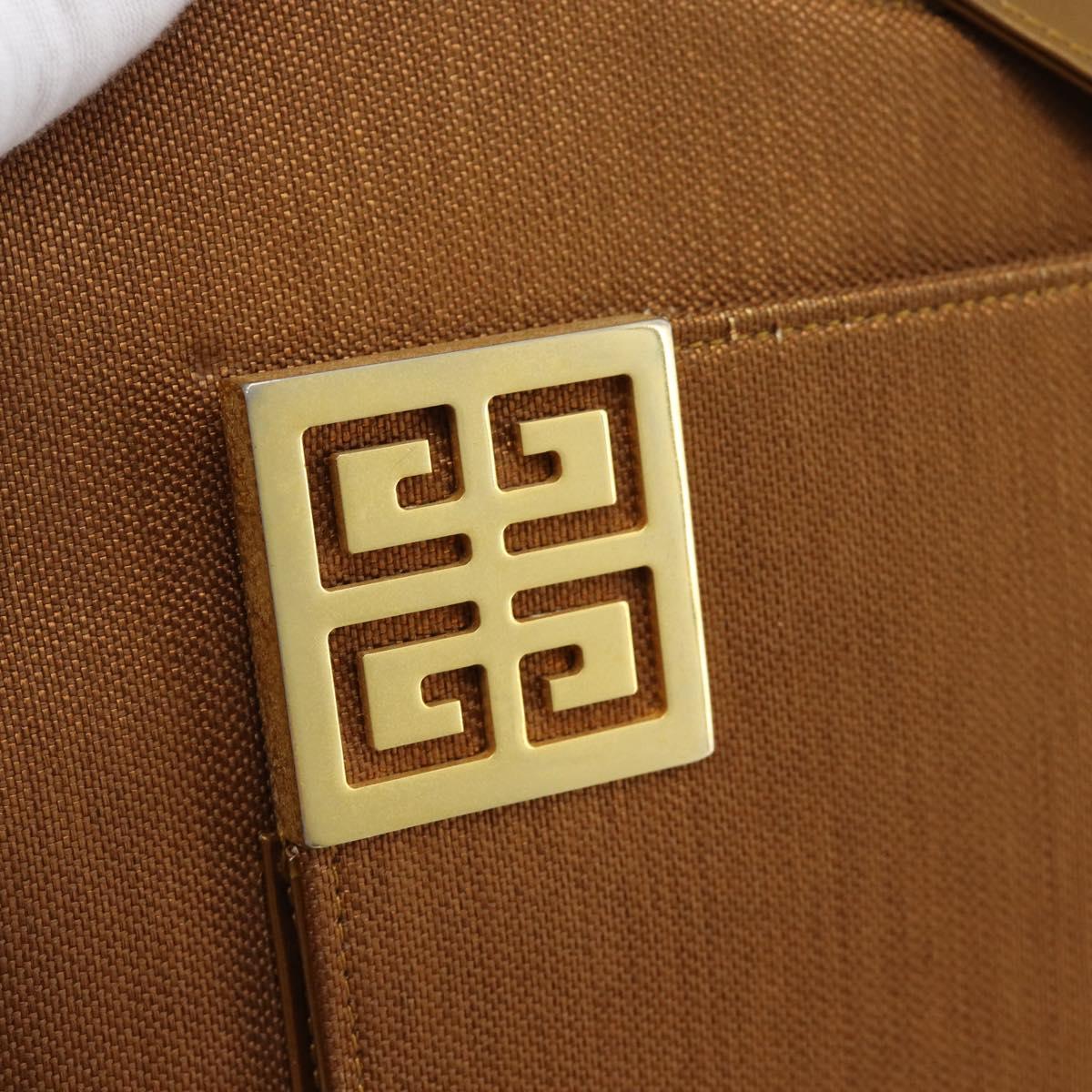 GIVENCHY Shoulder Bag Canvas Bronze Gold Auth bs35236