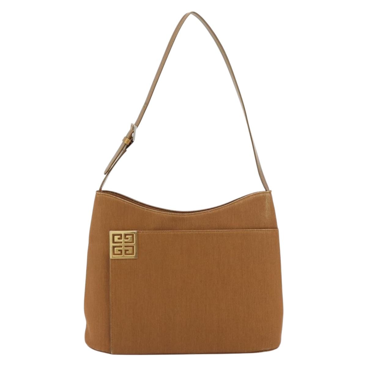 GIVENCHY Shoulder Bag Canvas Bronze Gold Auth bs35236