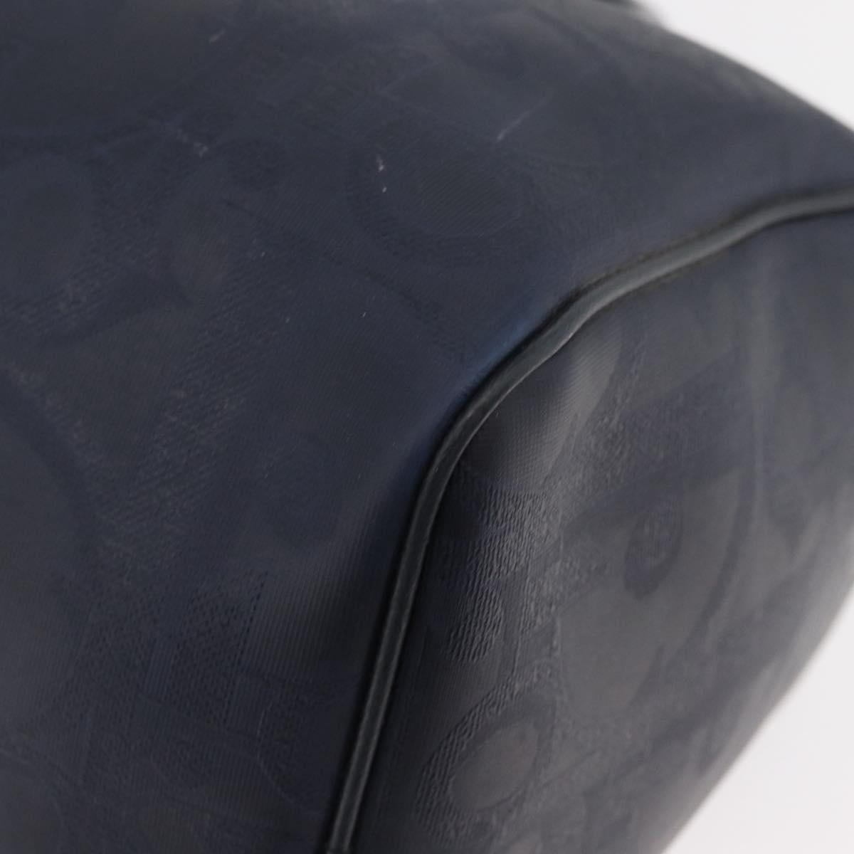 Christian Dior Trotter Canvas Hand Bag Navy Gold Auth bs35238