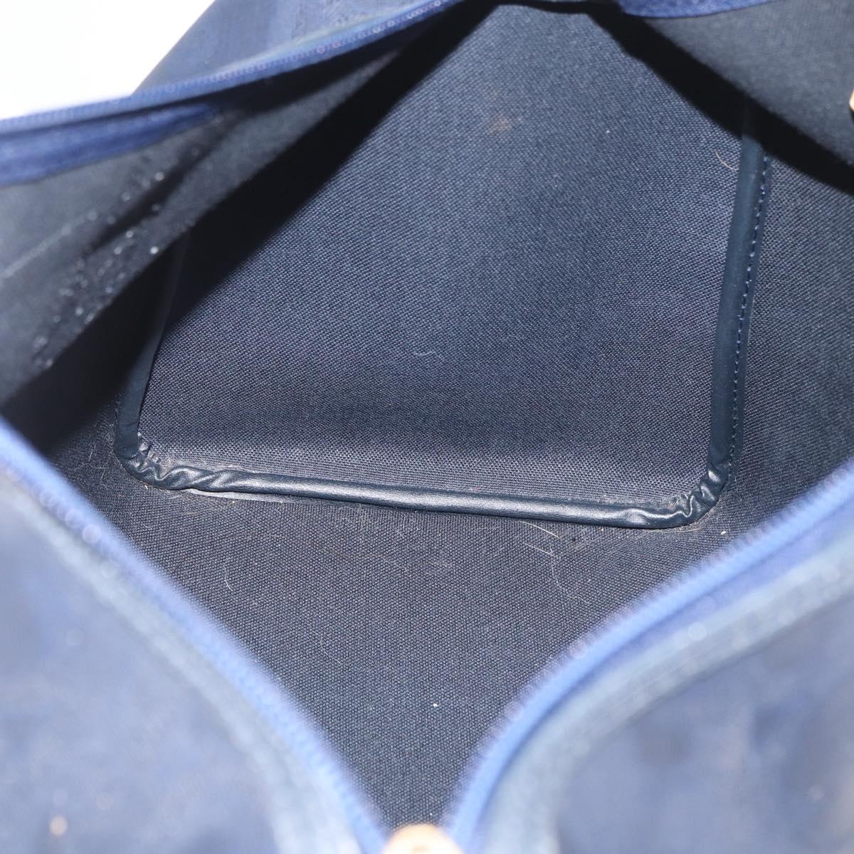 Christian Dior Trotter Canvas Hand Bag Navy Gold Auth bs35238