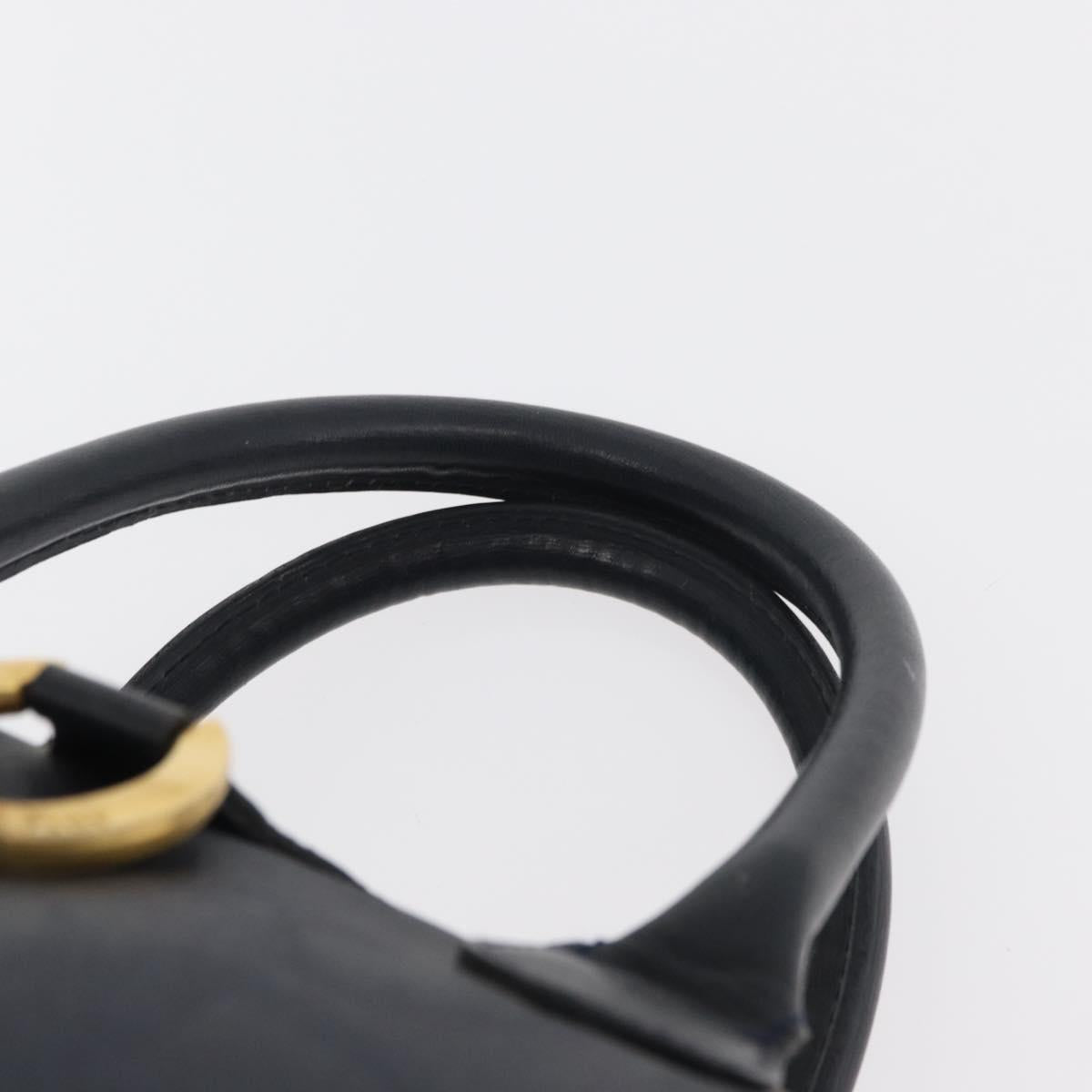 Christian Dior Trotter Canvas Hand Bag Navy Gold Auth bs35238