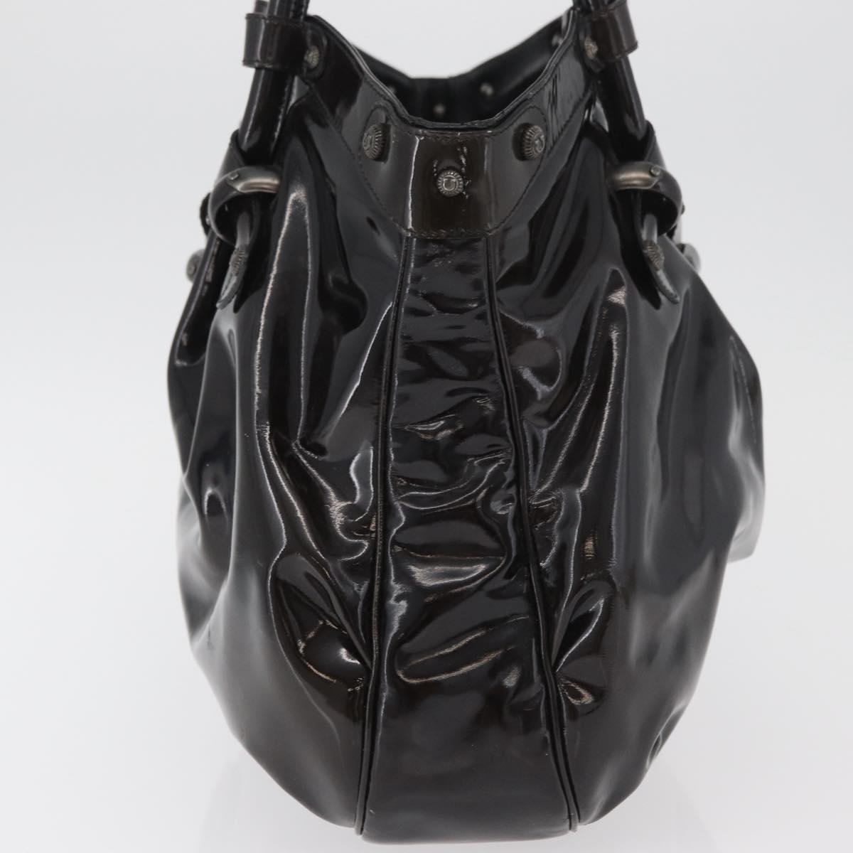 Salvatore Ferragamo Gancini Hand Bag Patent leather Dark Brown Auth bs35239
