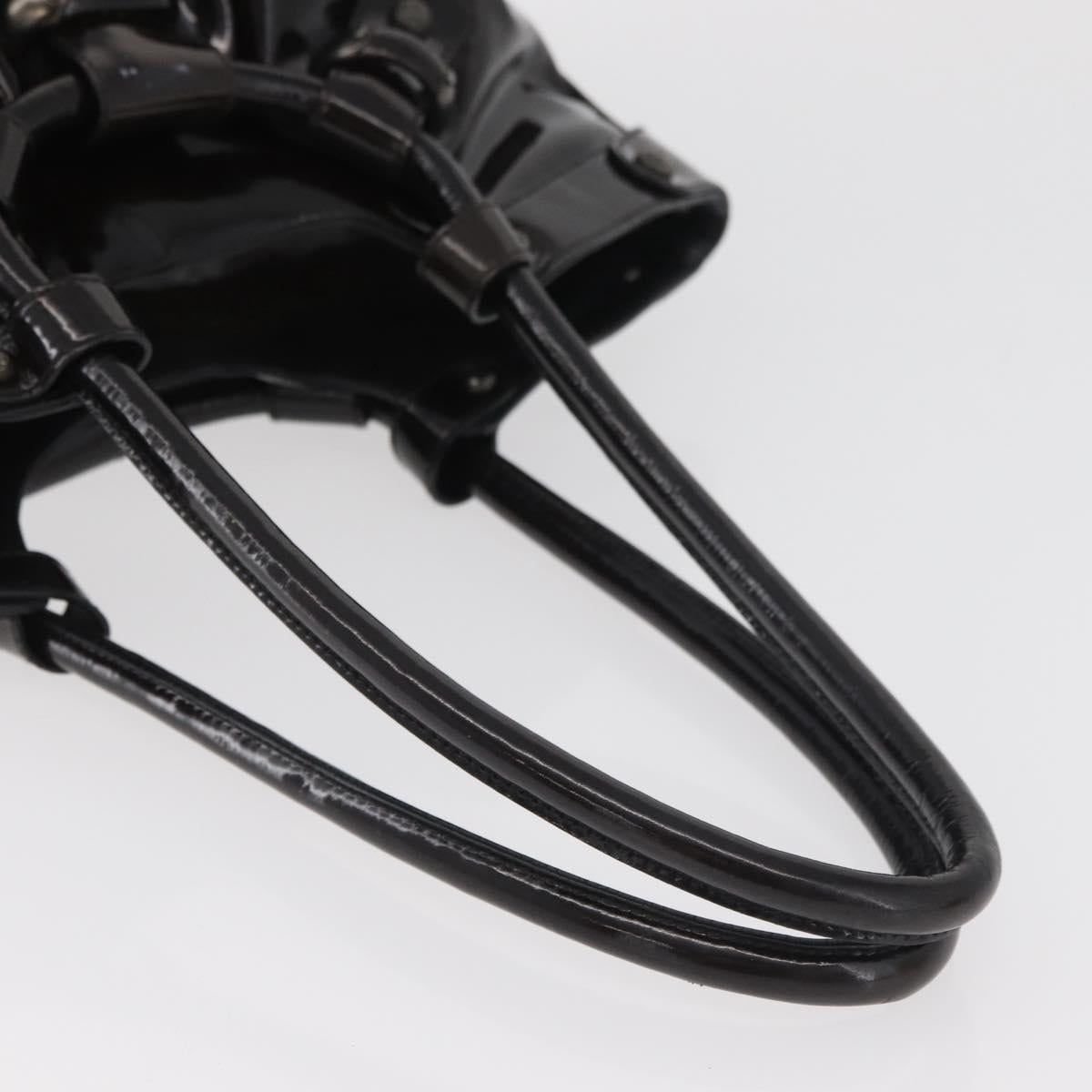 Salvatore Ferragamo Gancini Hand Bag Patent leather Dark Brown Auth bs35239