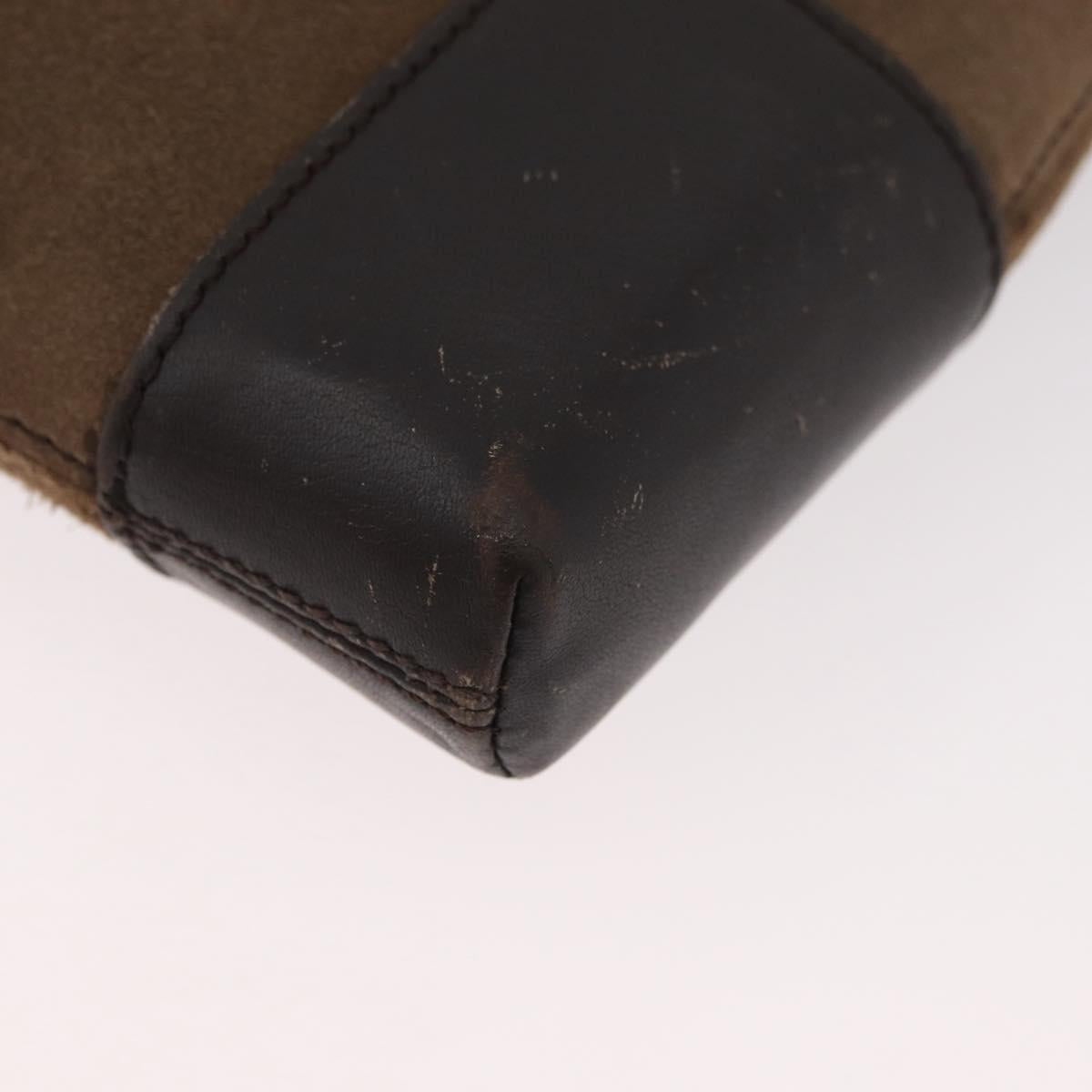 LOEWE Anagram Shoulder Bag Suede Brown Gold Auth bs35241