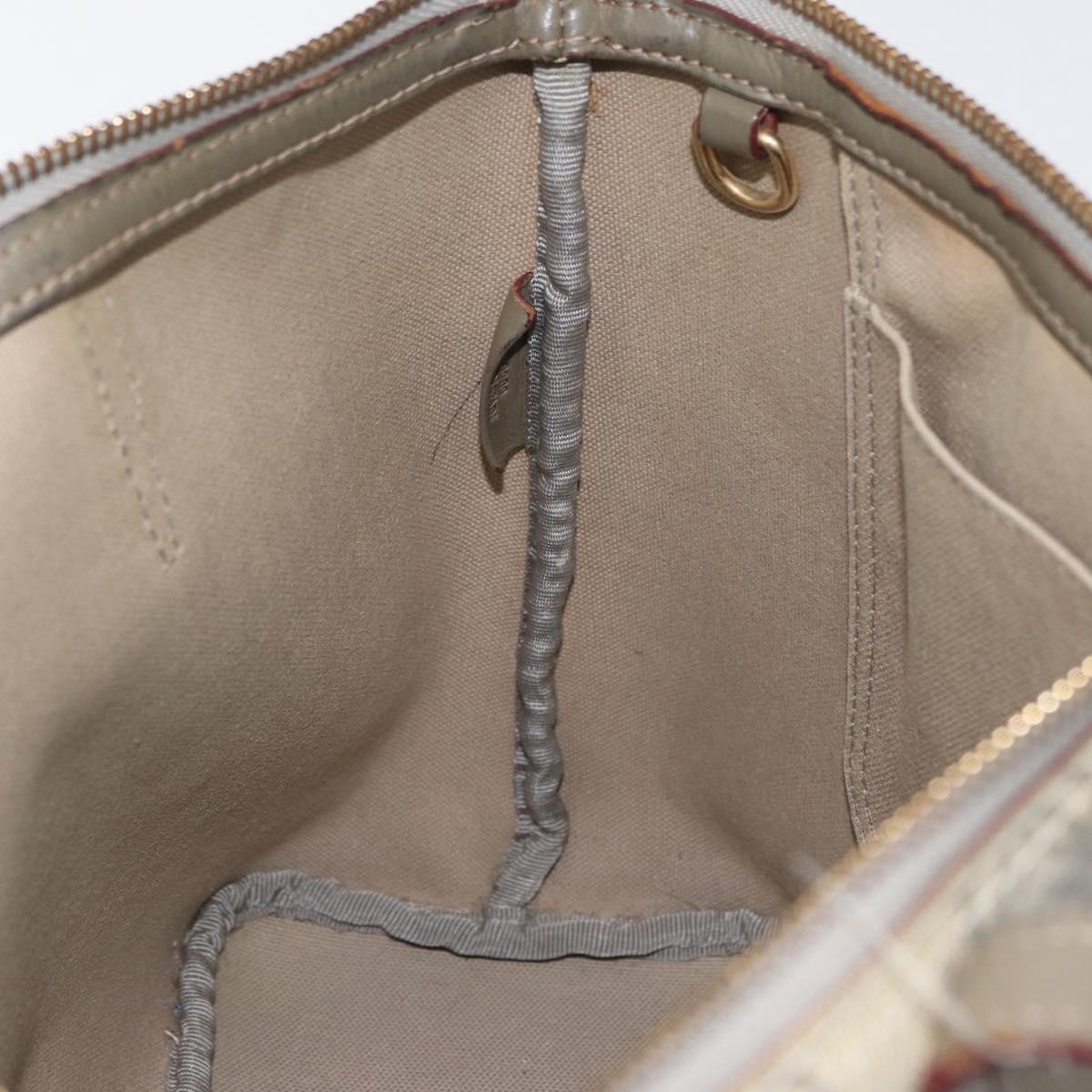 LOEWE Anagram Hand Bag PVC Gold Gray Auth bs35243