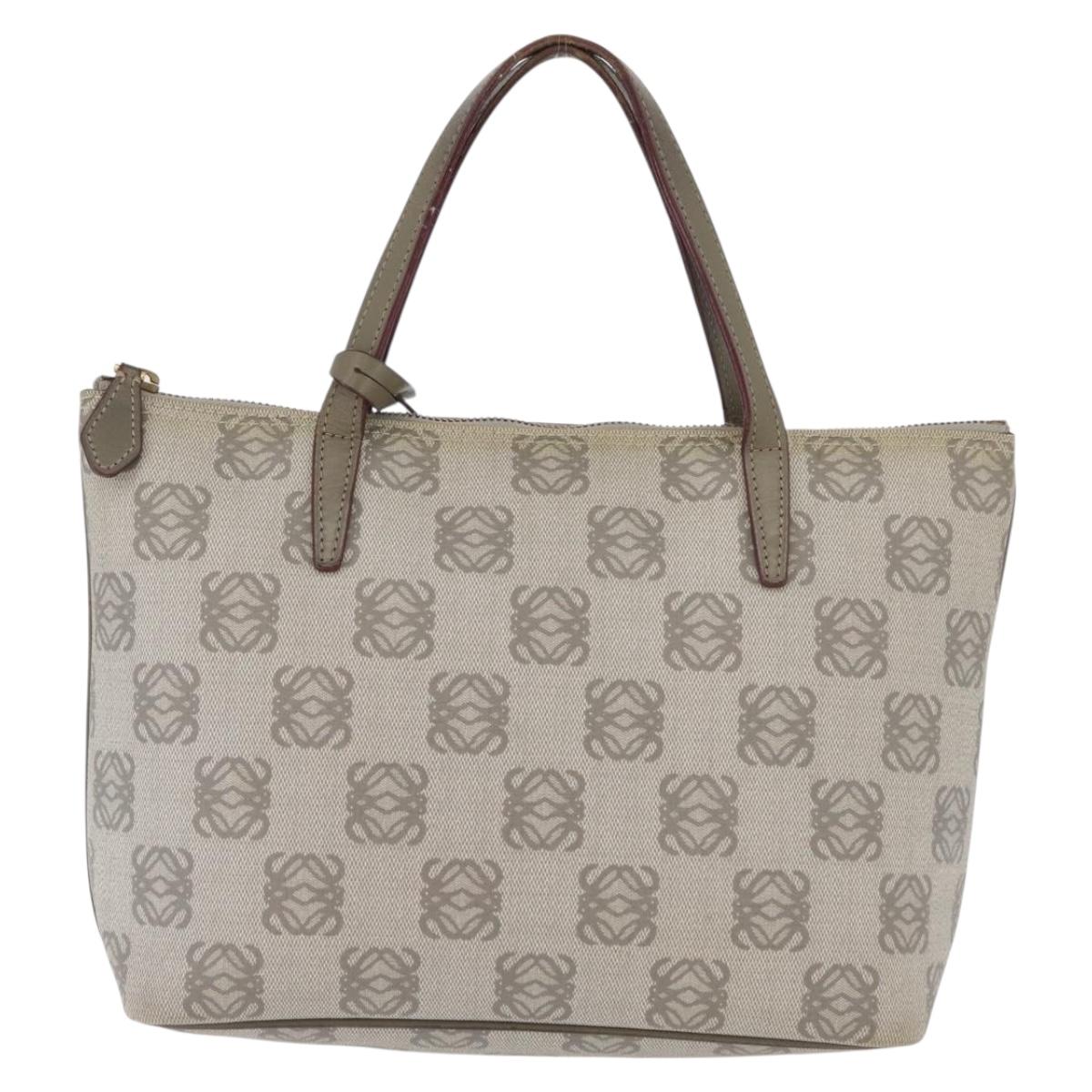 LOEWE Anagram Hand Bag PVC Gold Gray Auth bs35243