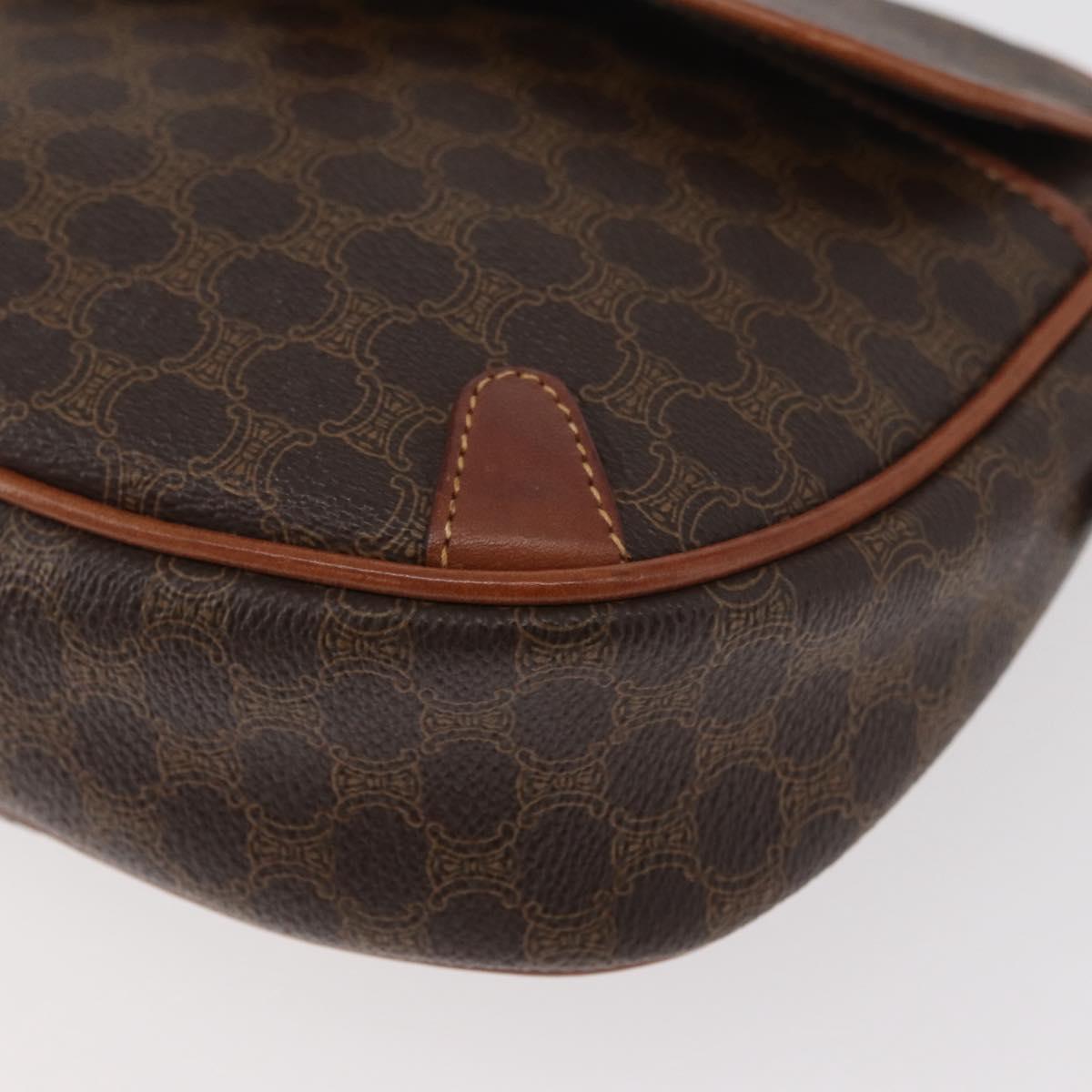 CELINE Macadam Canvas Shoulder Bag PVC Leather Brown Gold Auth bs35244