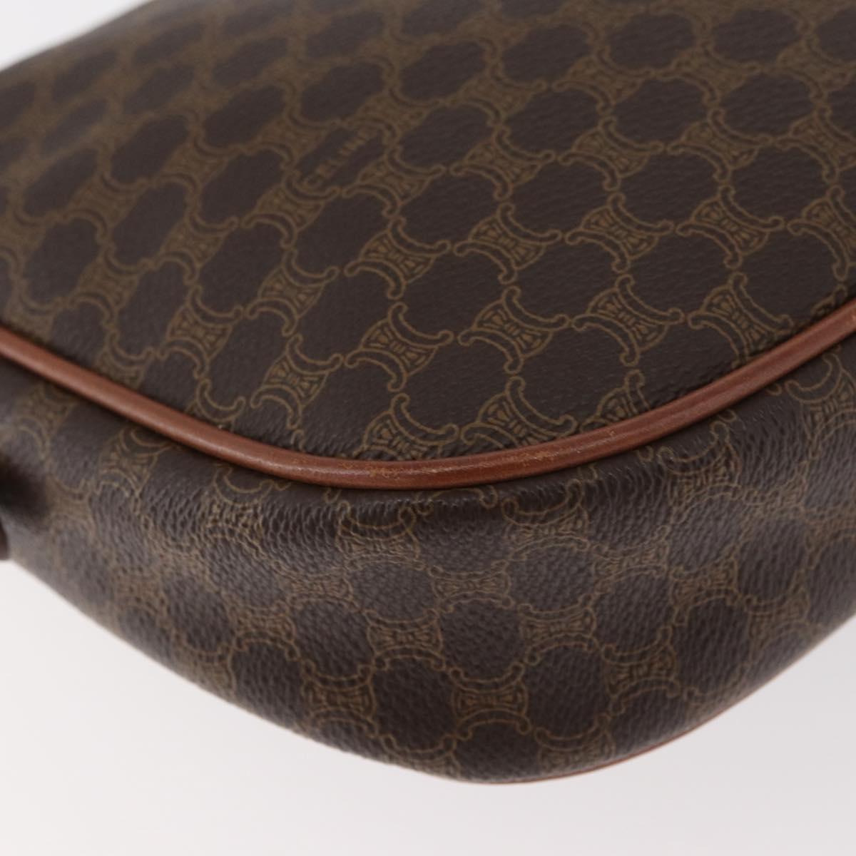 CELINE Macadam Canvas Shoulder Bag PVC Leather Brown Gold Auth bs35244