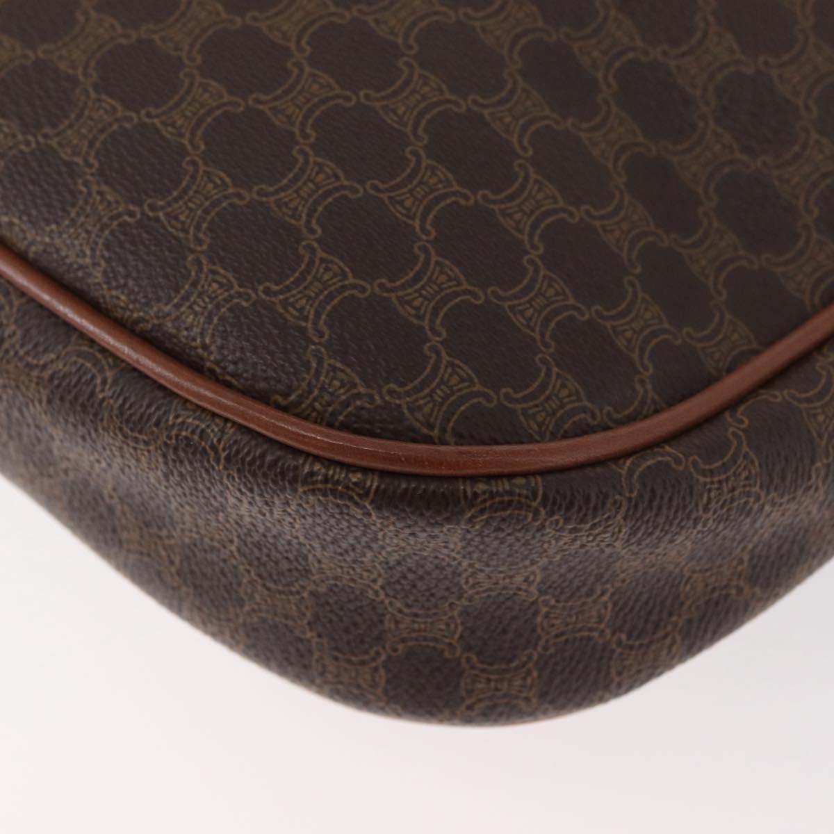 CELINE Macadam Canvas Shoulder Bag PVC Leather Brown Gold Auth bs35244