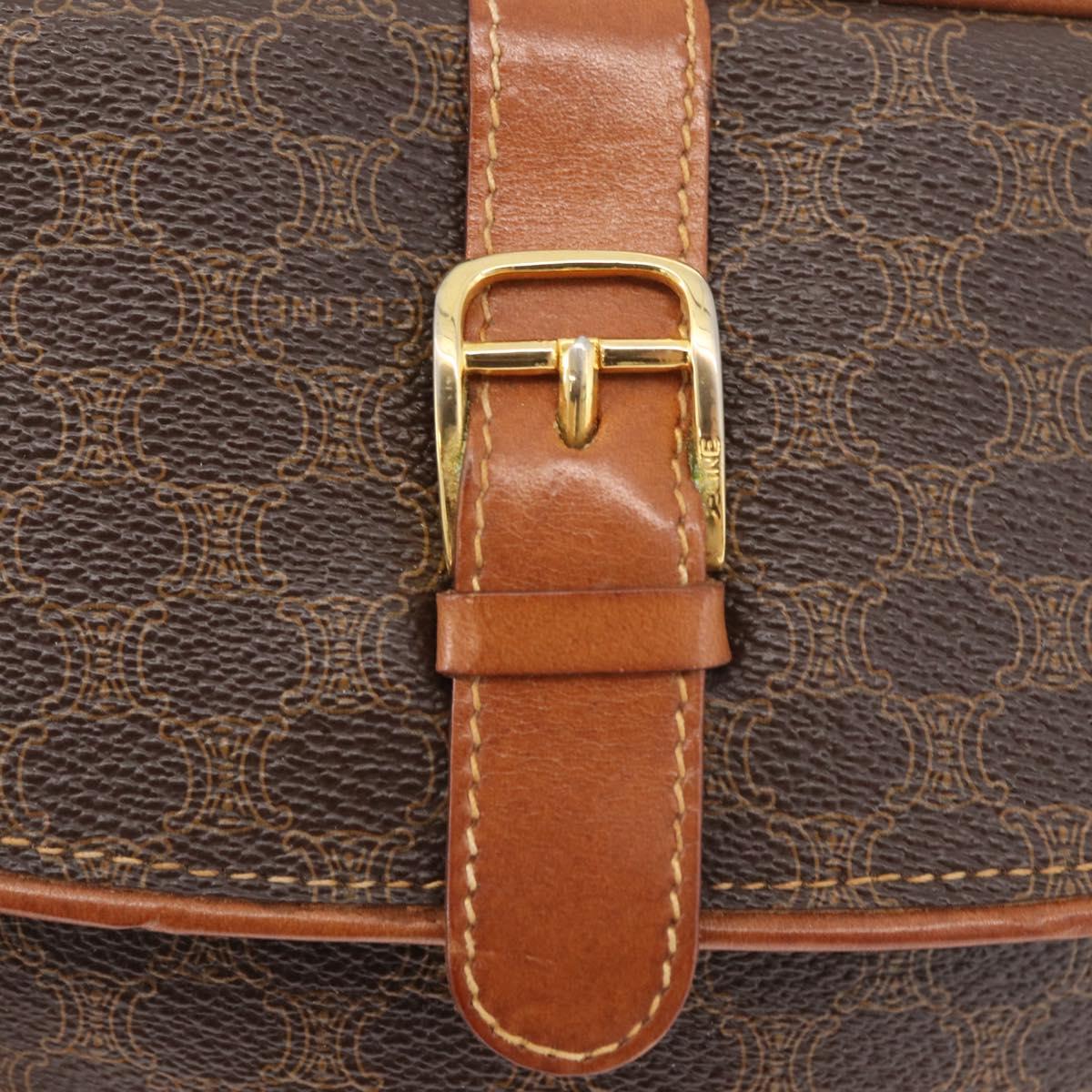 CELINE Macadam Canvas Shoulder Bag PVC Leather Brown Gold Auth bs35244