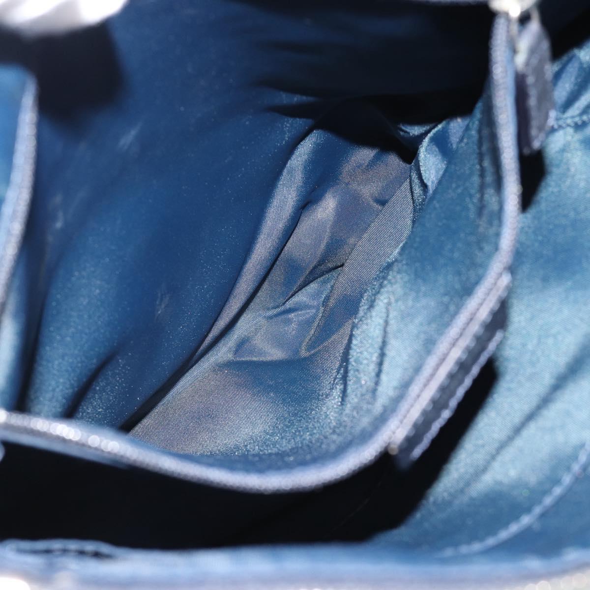 Christian Dior Trotter Canvas Hand Bag Blue Silver Auth bs35245A