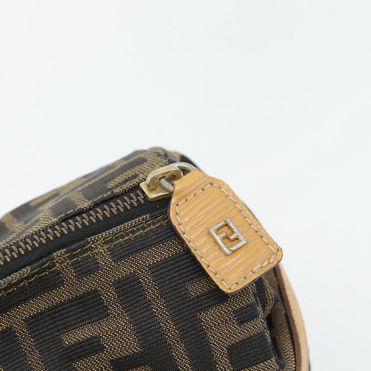 FENDI Zucca Canvas Hand Bag Black Brown Auth bs35246