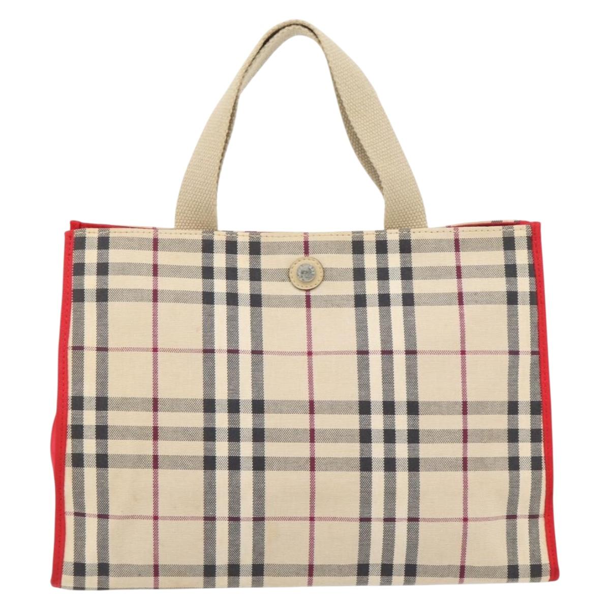 BURBERRY Nova Check Tote Bag Canvas Beige Auth bs35250
