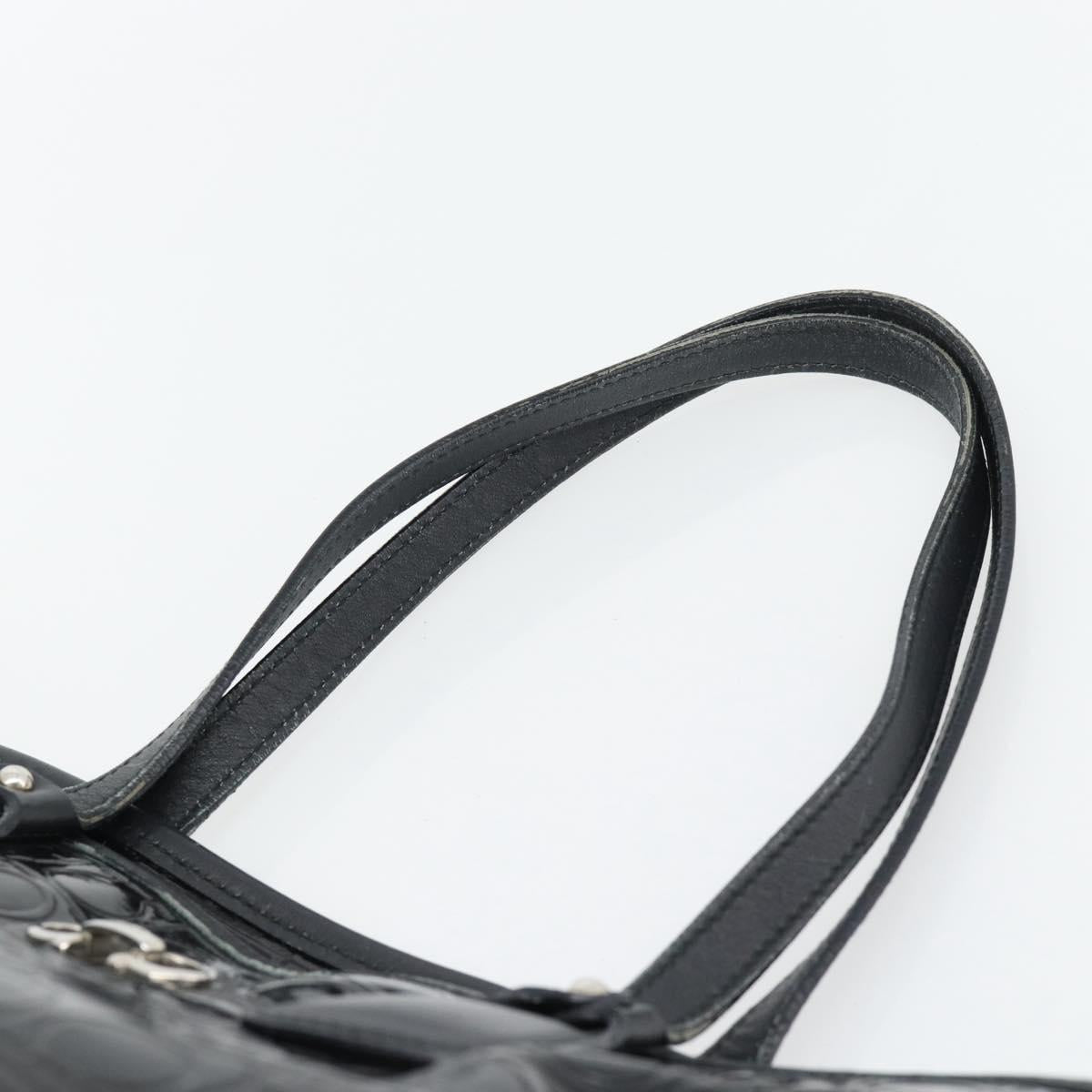 Salvatore Ferragamo Gancini Tote Bag Patent leather Black Silver Auth bs35253
