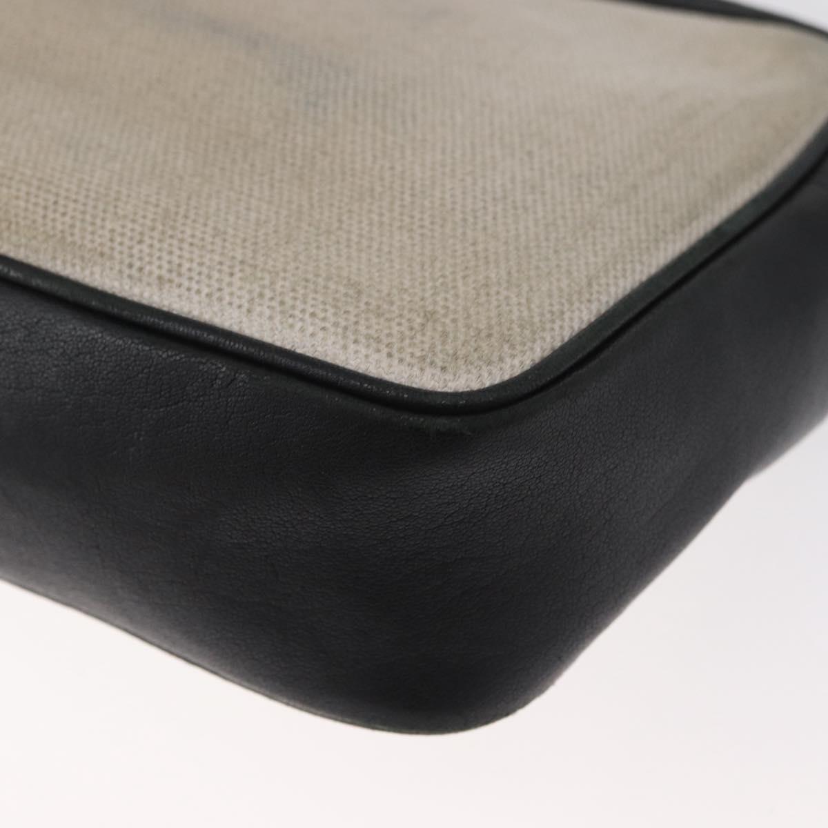 SAINT LAURENT Shoulder Bag Coated Canvas Silver Beige Auth bs35257