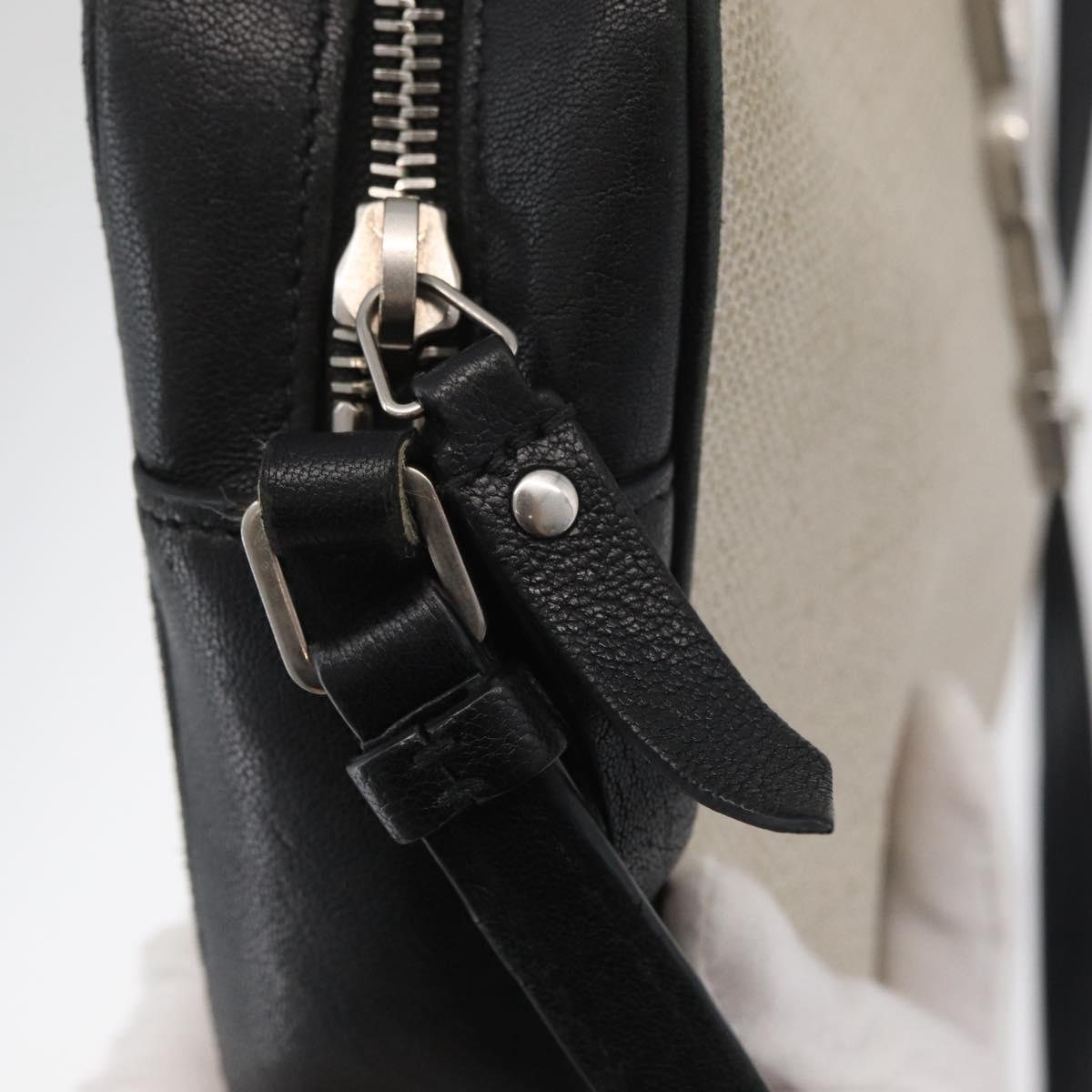 SAINT LAURENT Shoulder Bag Coated Canvas Silver Beige Auth bs35257